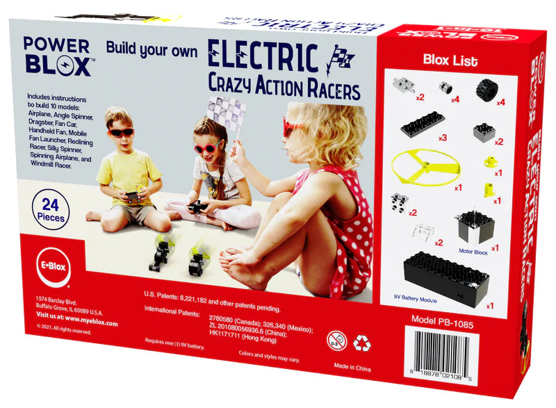 Power Blox™ Crazy Action Racers - 10 in 1 STEM Building Blocks Toy Set for Kids Ages 6-12 | Creative Construction Kit for Racing Car Models | Perfect for Birthday Gifts & Classroom STEM Activities