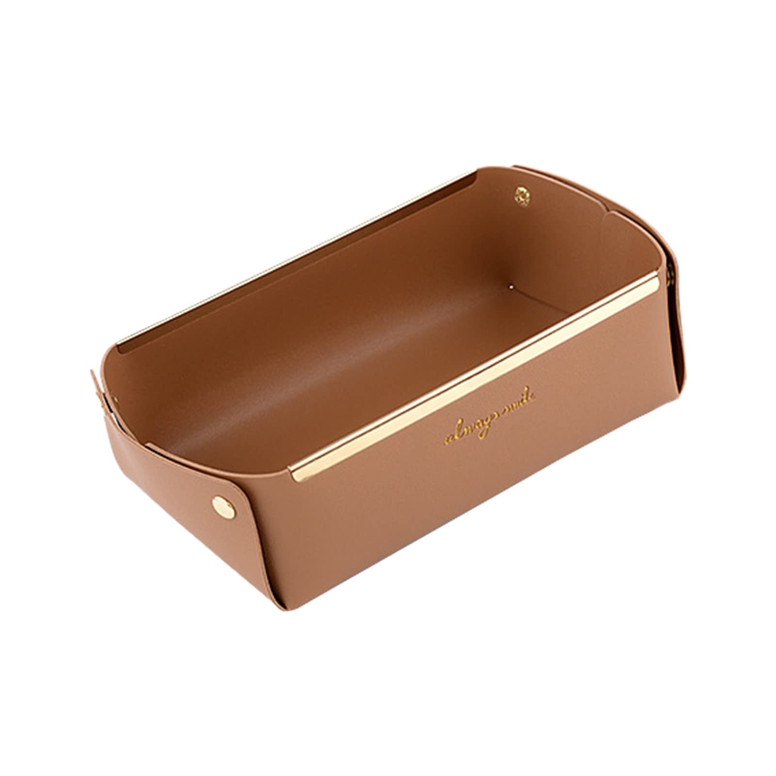 Foldable Leather Storage Box with Handle - Desktop & Under Couch Organizer for Cosmetics, Snacks & Sundries (Brown, One Size) | Perfect for Bedroom, Office & Living Room Organization