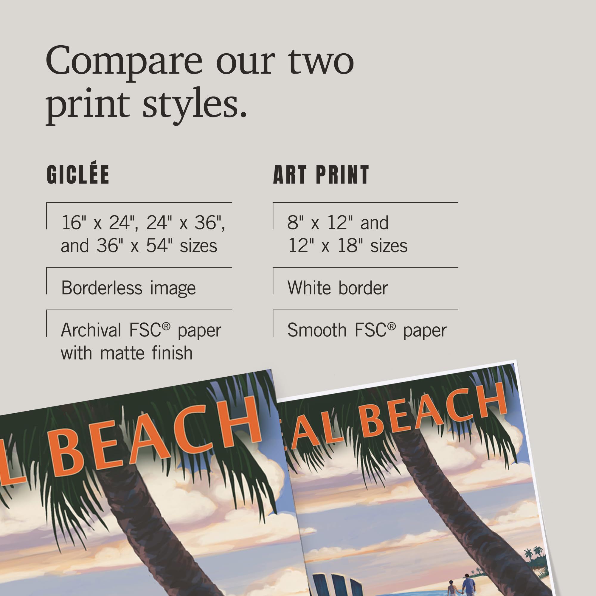 Lantern Press 16x24 Inch Giclee Art Print - Seal Beach California Sunset with Adirondack Chairs - Coastal Wall Decor for Living Room, Bedroom & Office