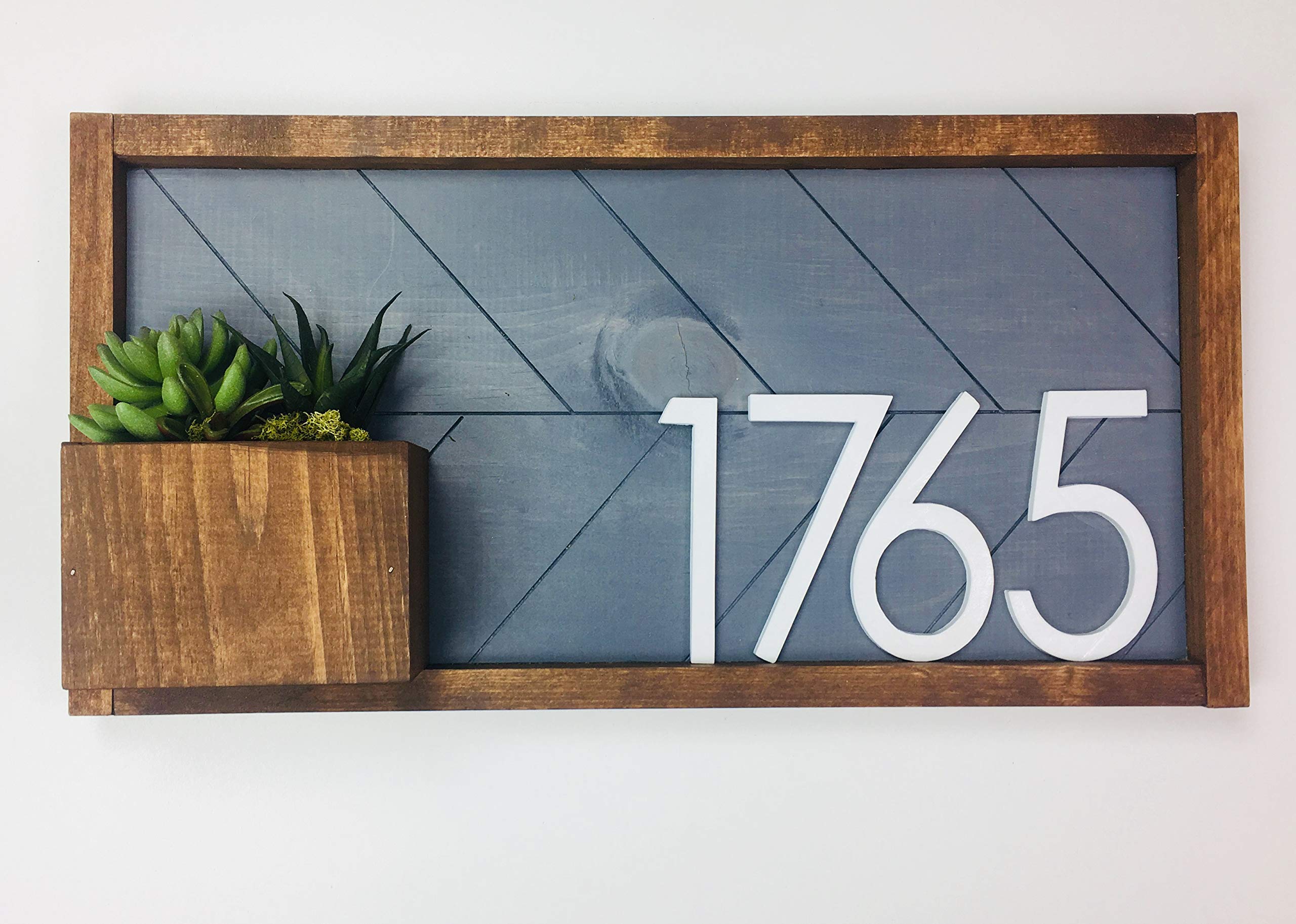 Weston Modern Address Plaque with Planter - Large Waterproof House Numbers Sign for Outdoor Home, Yard & Curb Appeal - Personalized Address Plaque for Front Door, Mailbox & Garden Decor
