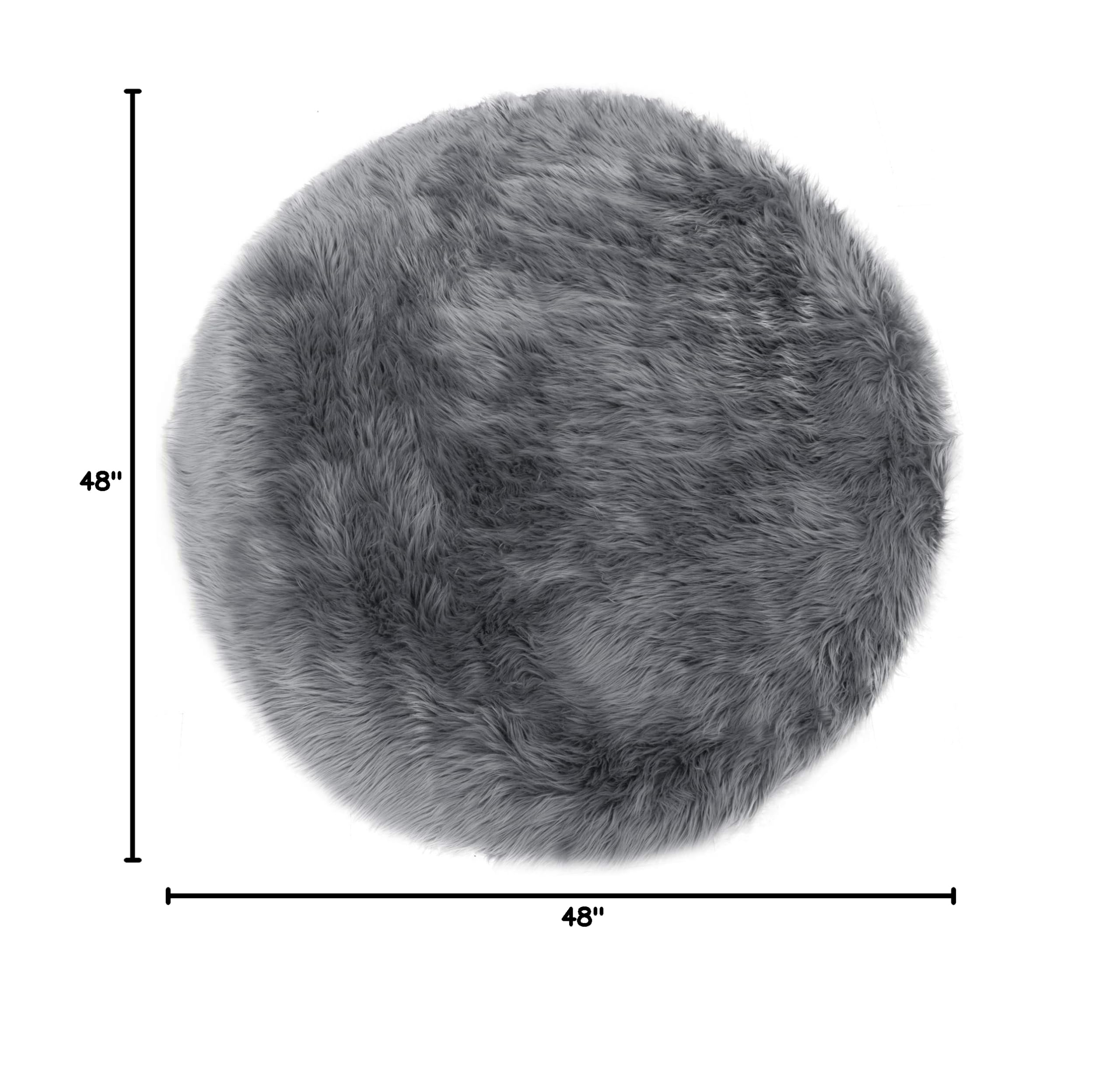 Alair Grey Round Faux Fur Area Rug - 4ft Soft Plush Shaggy Carpet for Living Room, Bedroom & Nursery - Cozy Home Decor for Winter & Pet-Friendly Floor Mat
