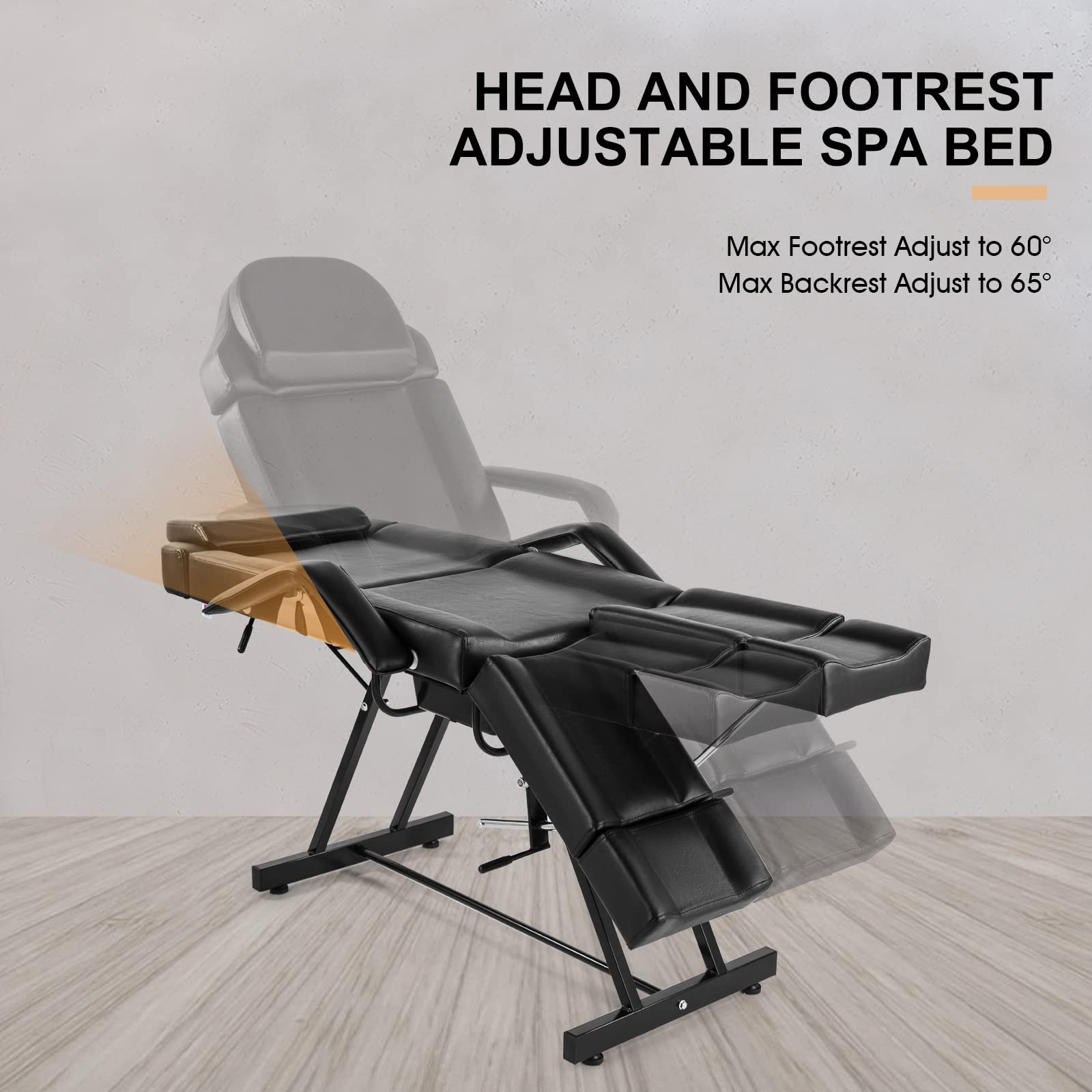 Professional Salon Massage Table Facial Bed with Tray & Split Footrests - Black - Perfect for Eyelash Extensions, Spa Treatments & Beauty Services - Durable & Comfortable for Salon, Spa & Home Use