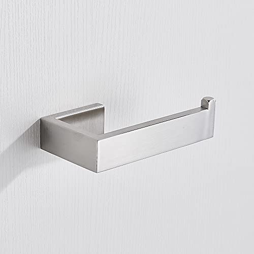 Brushed Nickel Wall Mounted Towel Rack Set - Bathroom Towel Rail with Robe Hook & Shelf - Space Saving Towel Holder for Small Bathrooms - Perfect for Bath, Shower, and Spa Areas (Single Paper Holder)