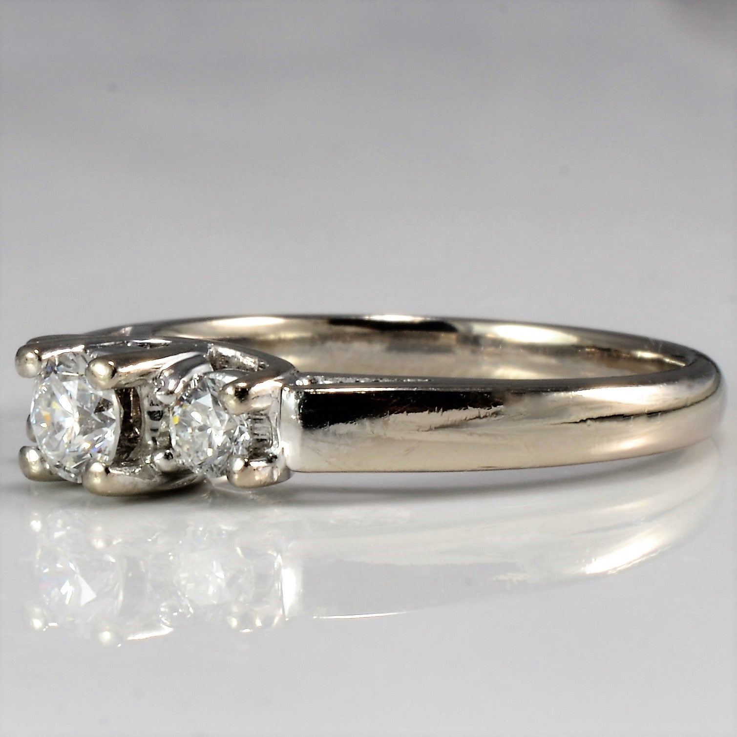 Platinum & 18K White Gold Three Stone Diamond Engagement Ring 0.45ctw Size 6.25 - Perfect for Proposals, Anniversaries & Bridal Jewelry