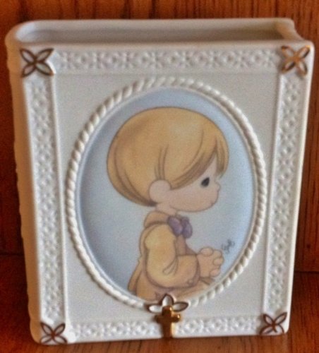Precious Moments Porcelain Bible Holder for Boys - Keepsake Gift for Christening, Baptism & First Communion - Perfect for Church, Sunday School & Home Devotion