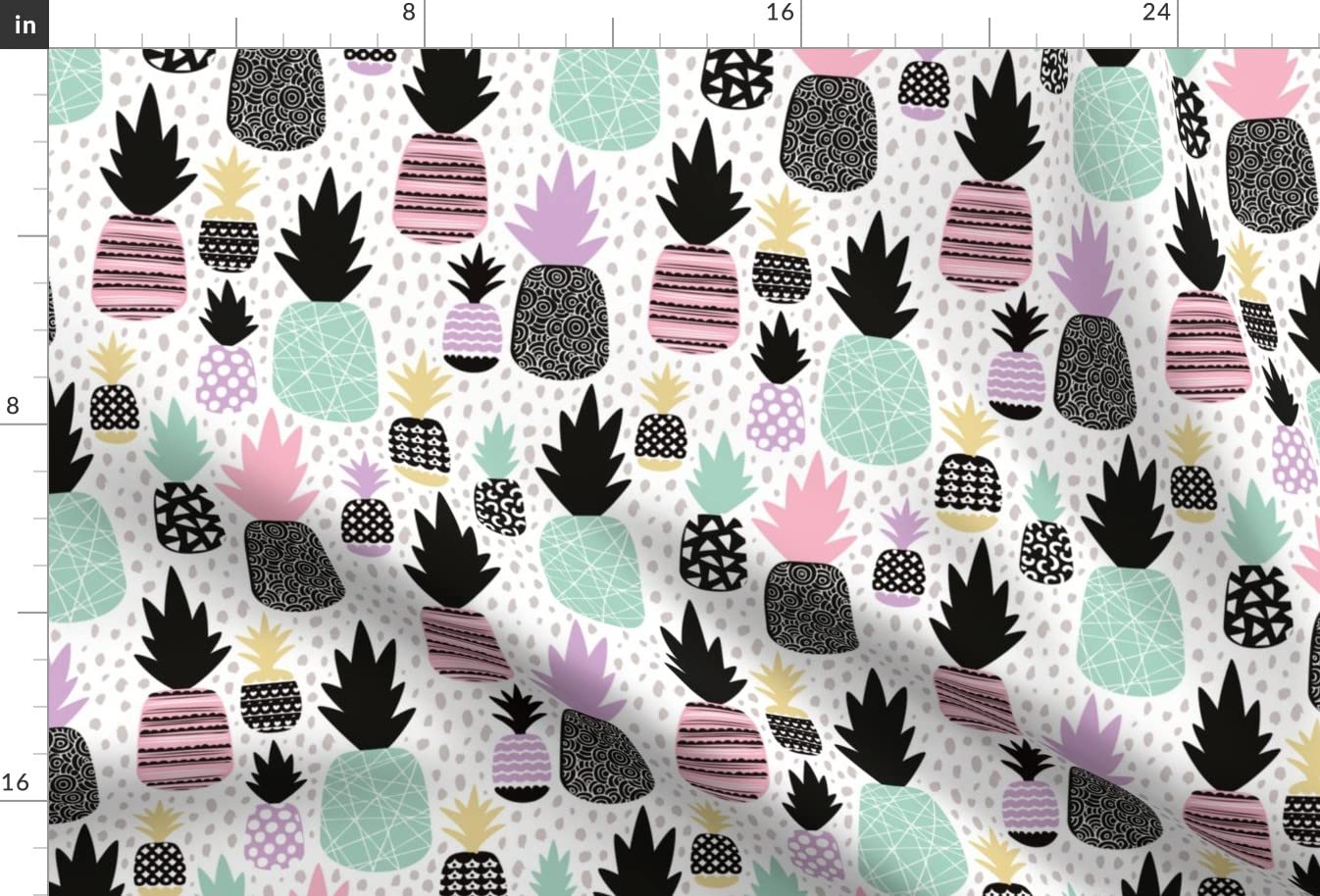 Pastel Tropical Hawaiian Pineapple Printed Minky Fabric - Soft & Cute Kawaii Fruit Design for Baby Blankets, Quilt Backing, Sewing Projects - Perfect for DIY Crafts, Girls' Room Decor & Summer Fashion