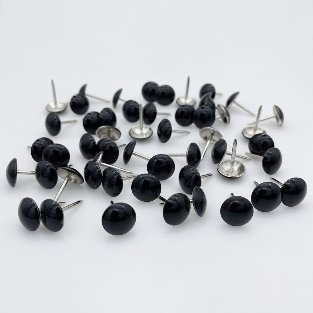 500pcs Black Painted Upholstery Tacks - D11mmxL17mm Decorative Nails for Sofa, Wooden Furniture & DIY Projects | Hobnail Thumb Tacks for Home Decor, Upholstery Repair & Crafting