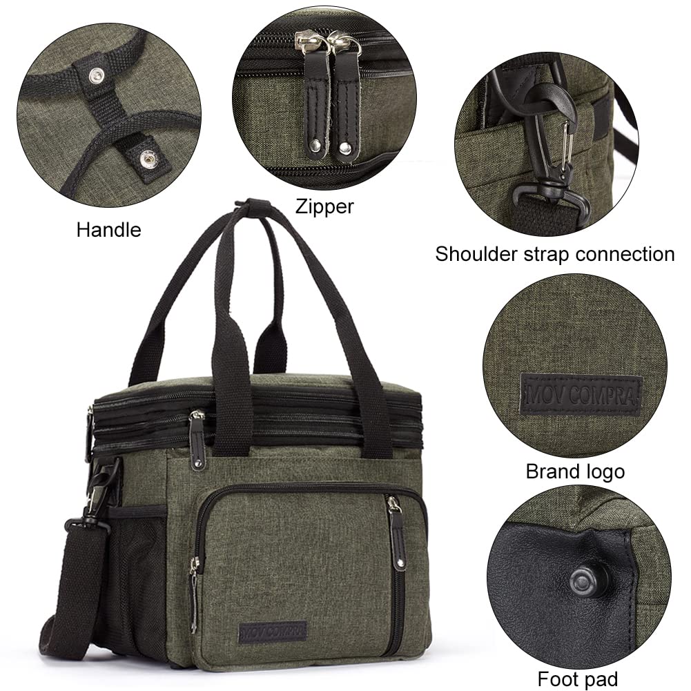 Insulated Lunch Box for Women & Men - Leakproof Cooler Bag for Work, School & Picnic - Army Green Lunch Tote with Thermal Protection - Perfect for Office, Hiking & Outdoor Activities