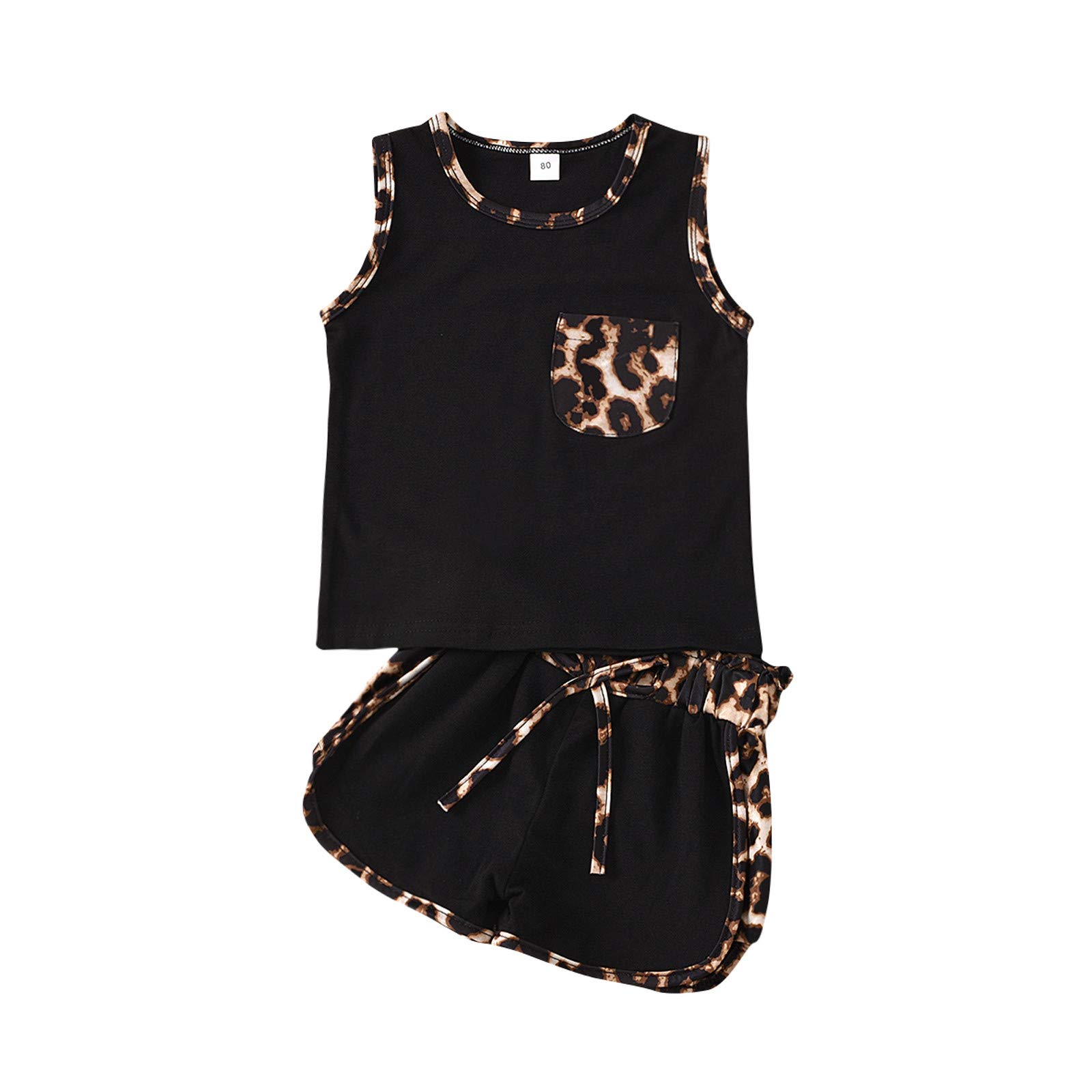 **Leopard Print Toddler Sports Set for Girls - Cute Baby Clothes Vest & Shorts Outfit - Perfect for Playtime, Daycare & Outdoor Activities**