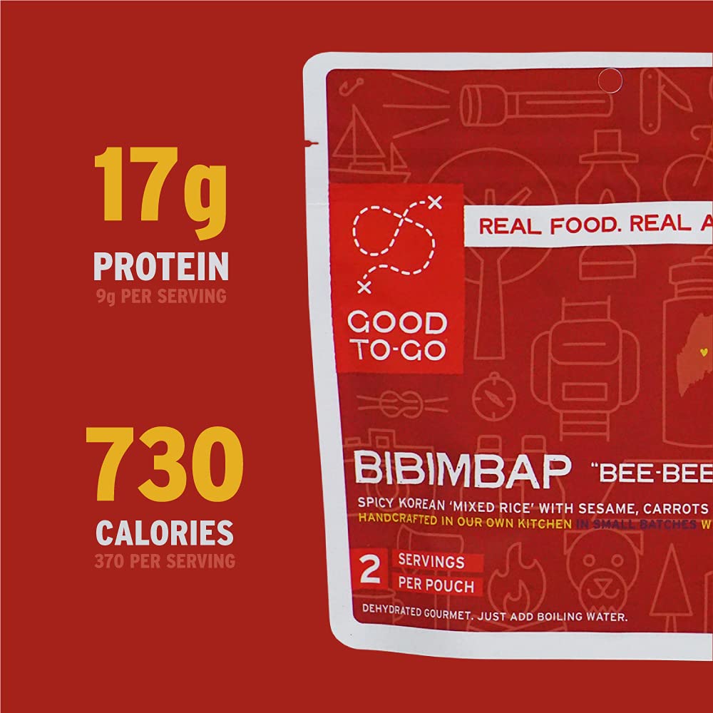 GOOD TO-GO Bibimbap | Lightweight Dehydrated Camping & Backpacking Meals | Just Add Water Korean Rice Bowl | Perfect for Hiking, Emergency Preparedness & Outdoor Adventures