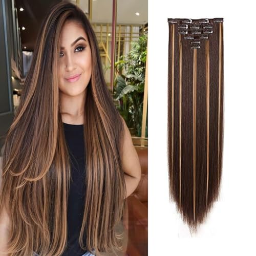 6 Pcs Hair Extension Golden Brown