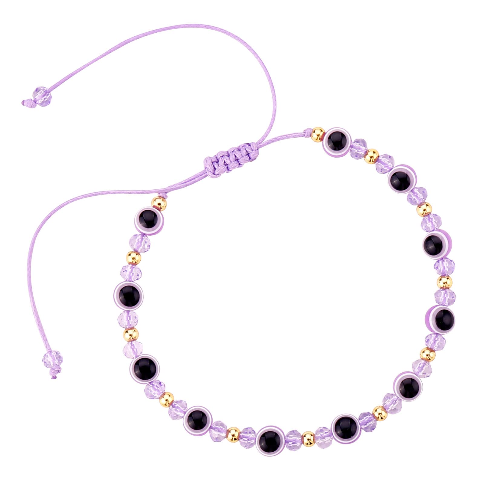 Evil Eye Bracelet for Women - Adjustable Protection Jewelry with Blue & Red String - Mal De Ojo Bracelet for Teens & Adults - Perfect for Spiritual Protection & Fashion Accessories (Purple)