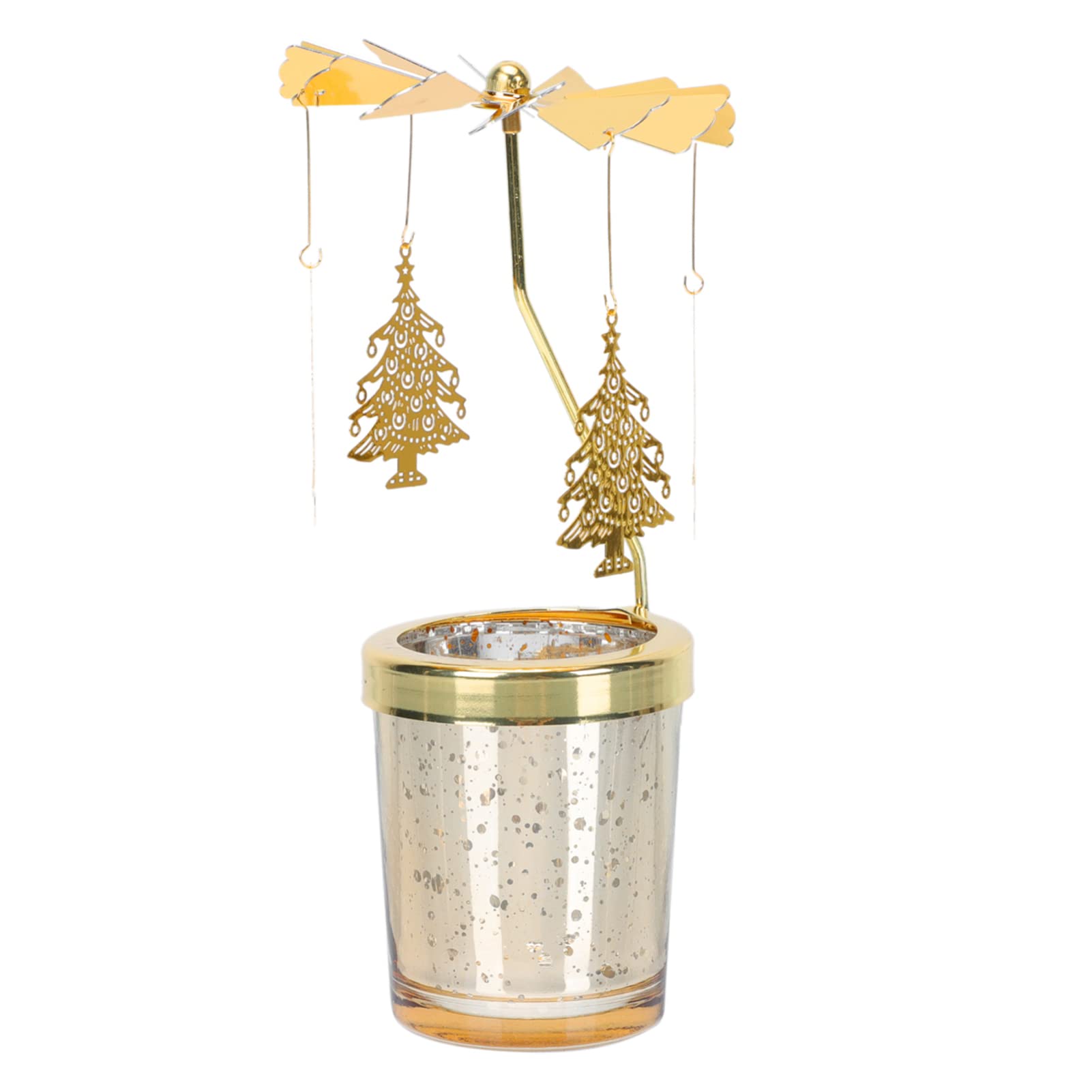 USHOBE Golden Rotary Spinning Candle Holder - Elegant Rotating Tealight Stand for Table Centerpiece Decor | Perfect for Home, Wedding, Party & Holiday Decorations | Creates Romantic Ambiance for Dining Tables, Mantels & Special Events