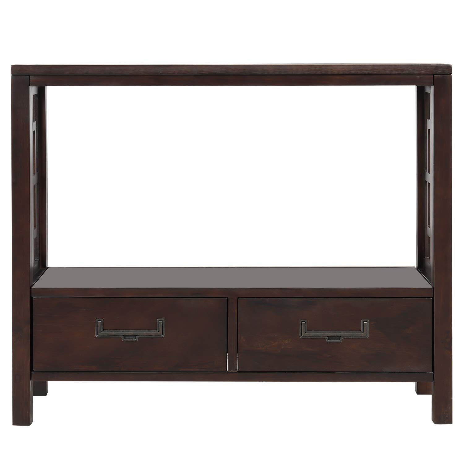 Rustic Narrow Console Table with 2 Drawers - Farmhouse Sofa Table, Side Table & Entryway Table for Living Room, Hallway, Foyer - Perfect for Small Spaces & Home Decor (Espresso Finish) | Ideal for Entryways, Behind Sofas & Hallway Decor