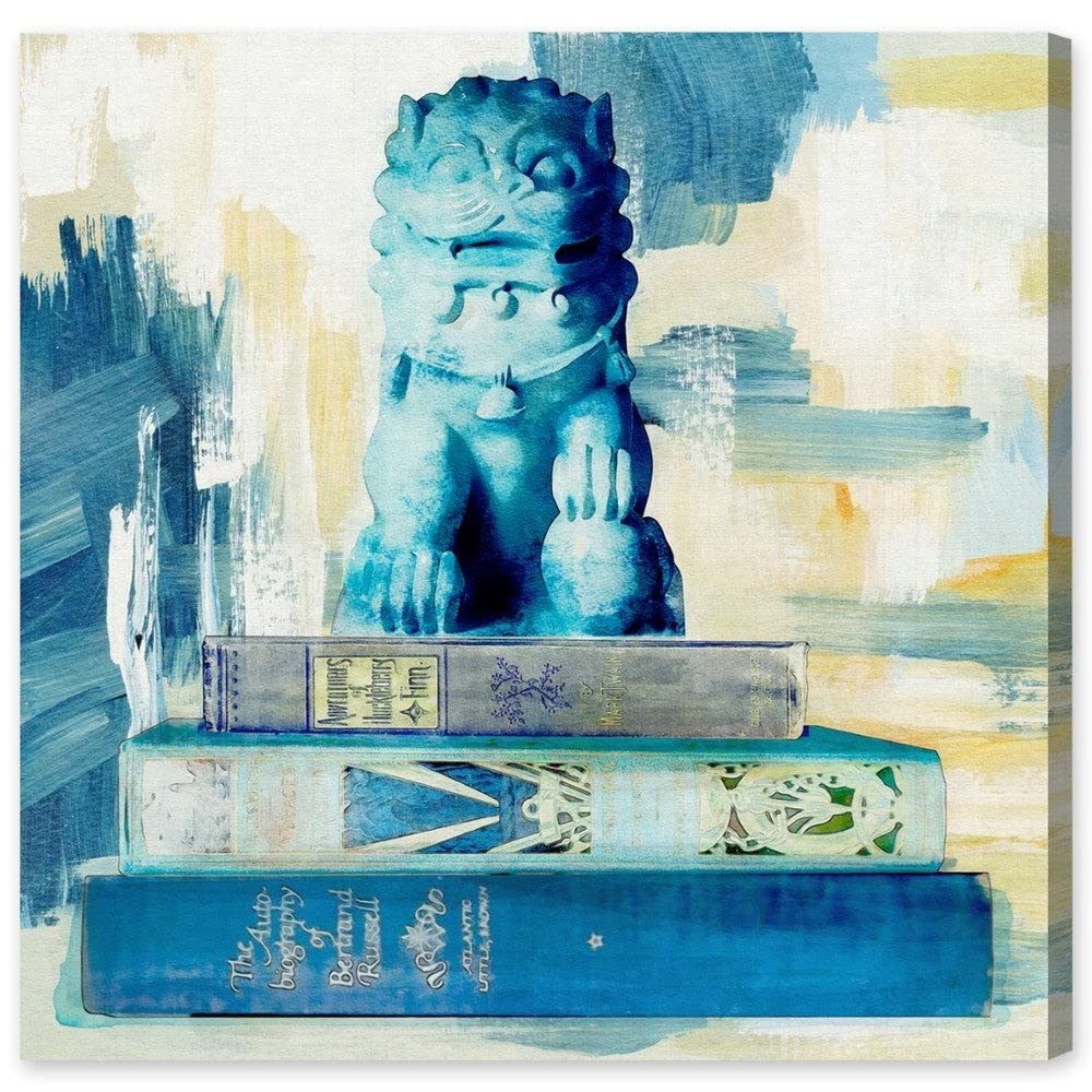 Oliver Gal Artist Co. World & Countries Wall Art Canvas Print - Julianne Taylor Exotic Classic Books Home Decor - 20x20 Inch Blue & Yellow Painting - Perfect for Living Room, Bedroom & Office Decor