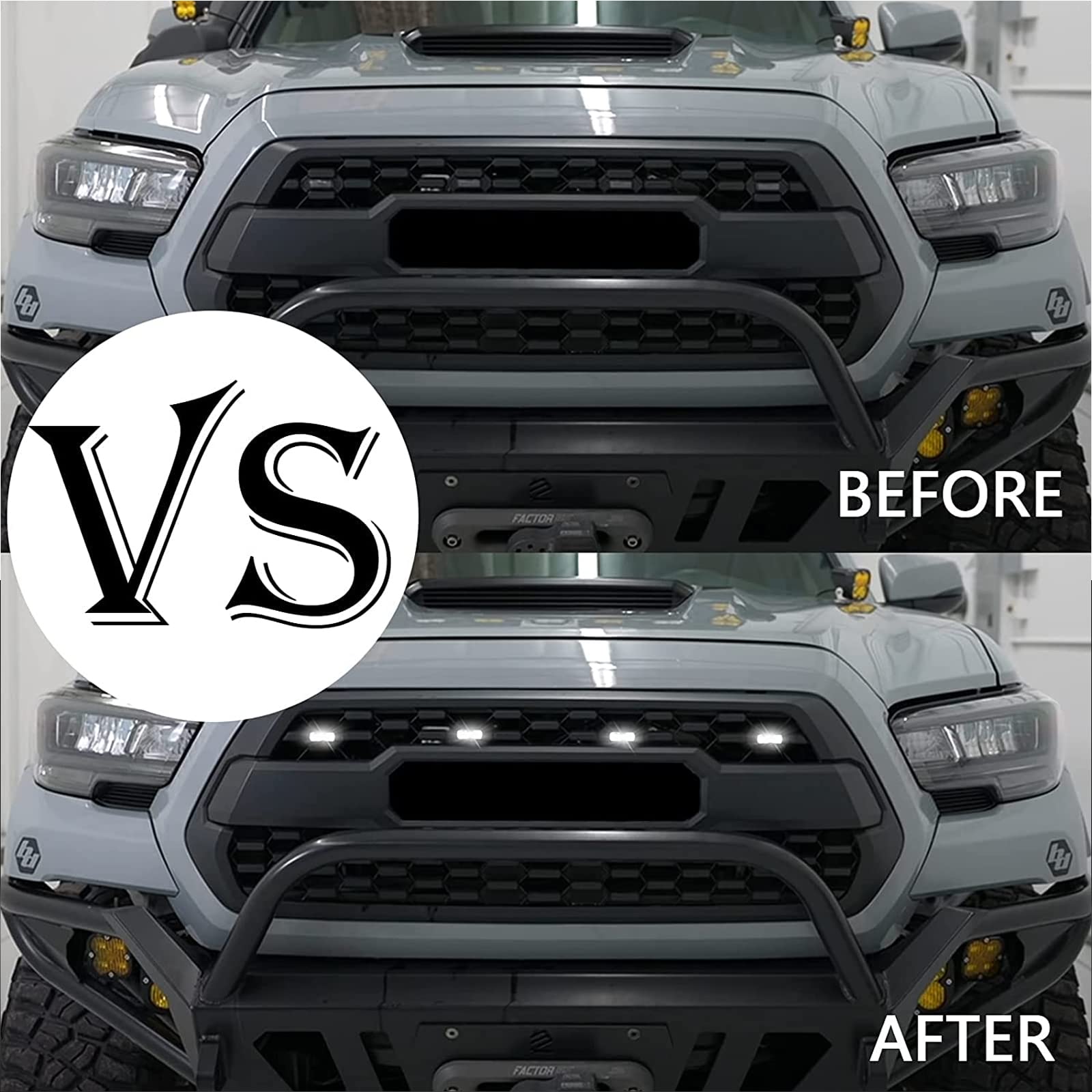 2016-2022 Toyota Tacoma TRD PRO LED Grill Lights - White Light with Black Housing - Easy Installation with Harness & Fuse - Perfect for Off-Roading, Night Driving & Truck Customization