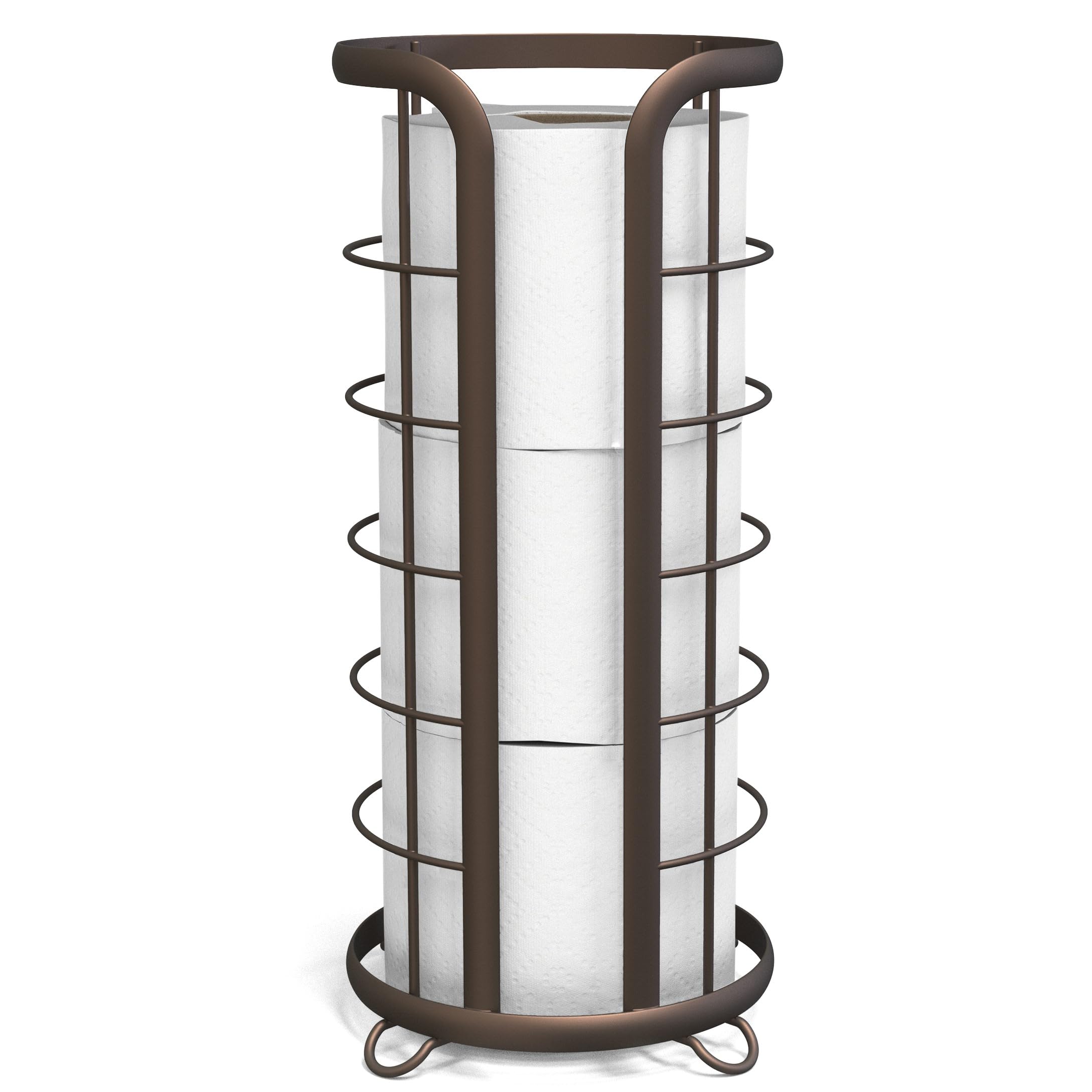 BROOKSTONE Bronze Toilet Paper Holder Stand - Modern Freestanding Bathroom Tissue Organizer with Minimalist Design | Holds Mega Rolls | Perfect for Small Bathrooms, Powder Rooms & RV Toilets