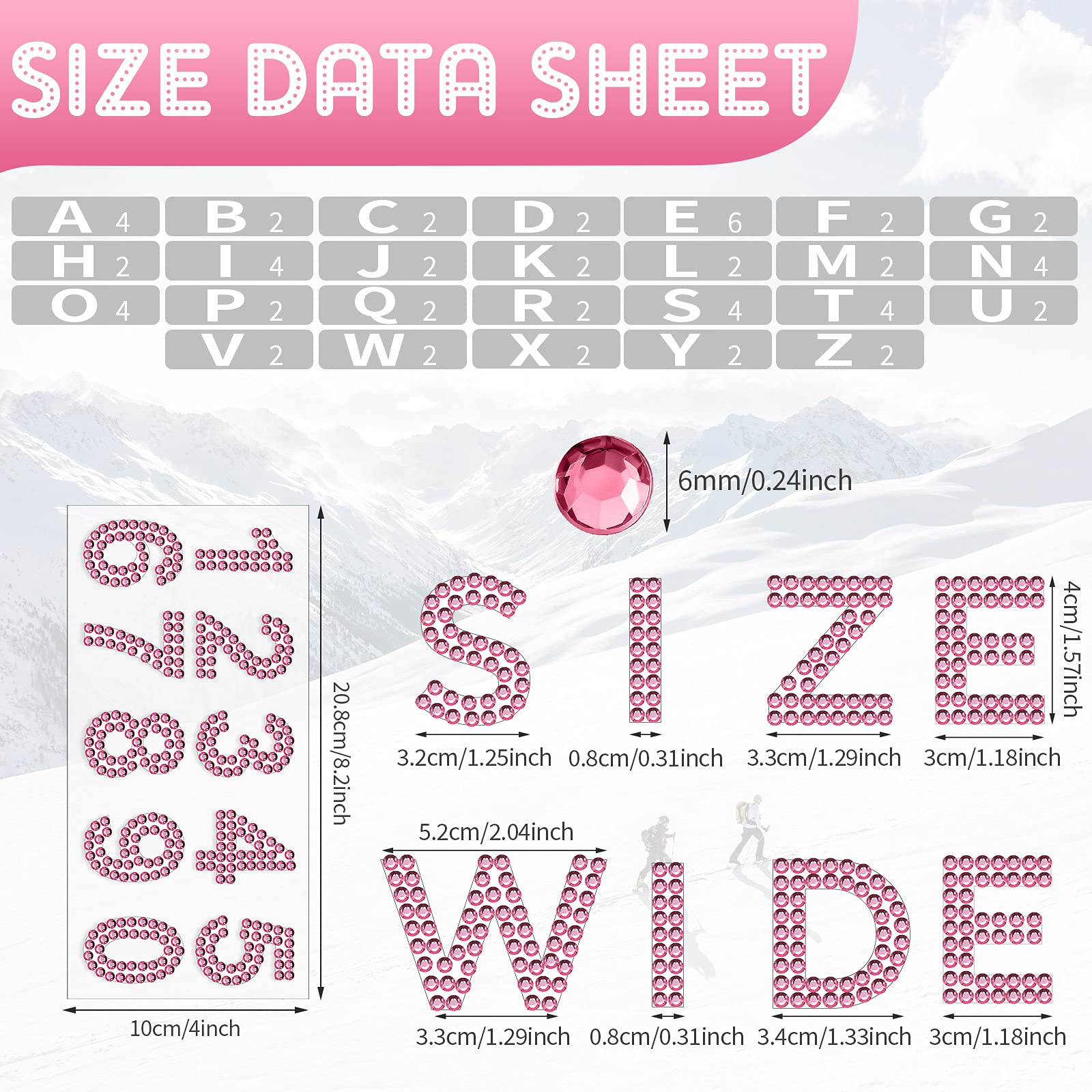 88 Pieces Self-Adhesive Rhinestone Alphabet & Number Stickers - Shiny Glitter Letters for DIY Crafts, Scrapbooking, Cards, Nail Art (Pink) - Perfect for Home Decor, Gift Wrapping & Party Supplies