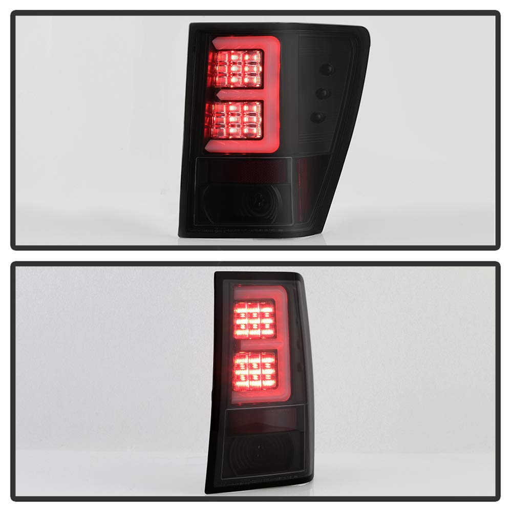 ACANII LED Tail Lights for 2007-2010 Jeep Grand Cherokee - Black Housing with Smoke Lens - Brake Light Assembly Pair (Left+Right) - Enhanced Visibility & Style for Off-Roading & Night Driving