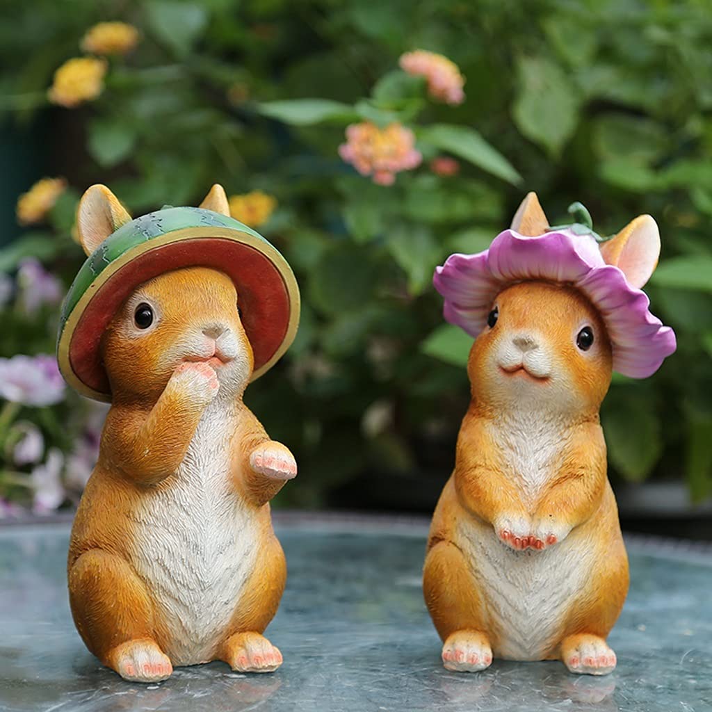 Resin Rabbit Garden Statue - Outdoor Decorative Sculpture for Courtyard, Lawn & Landscape Decor (1 Set) - Perfect for Patio, Yard & Garden Decoration