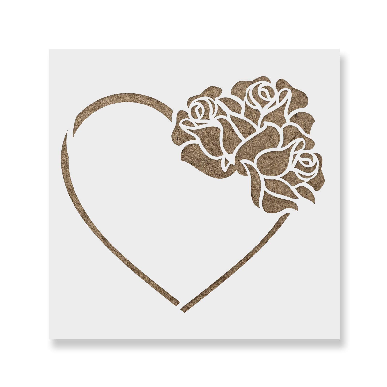 Heart with Roses Stencil - Romantic Love Design for DIY Crafts, Scrapbooking, and Home Decor