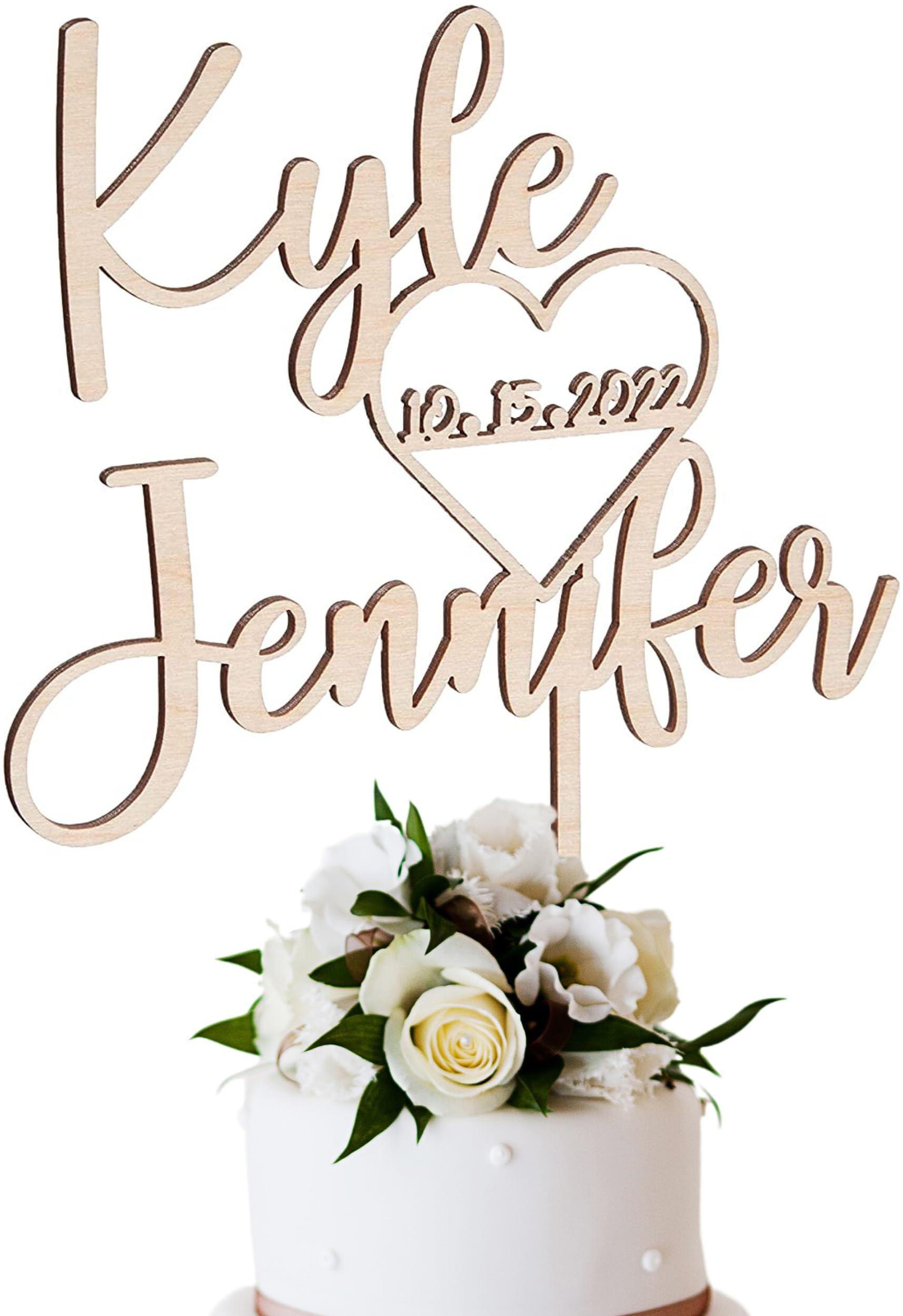 Custom Wedding Cake Toppers - Personalized Bride & Groom Cake Topper for Weddings & Anniversaries | Choose Color, Size & Text | Perfect for Wedding Cakes, Anniversary Celebrations & Romantic Events