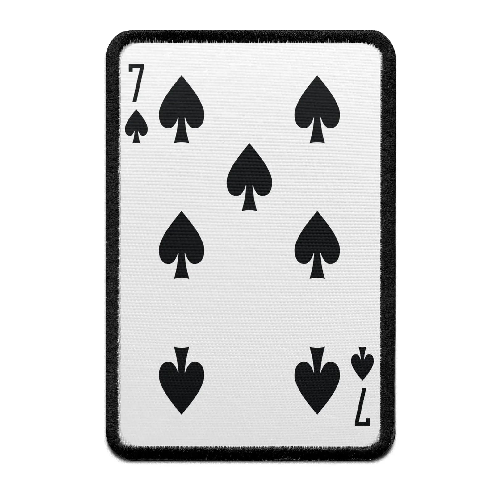 Seven of Spades Card Patch - Embroidered Iron-On Deck Suit for Jackets, Hats & Bags | Vintage Poker Design for DIY Clothing & Accessories