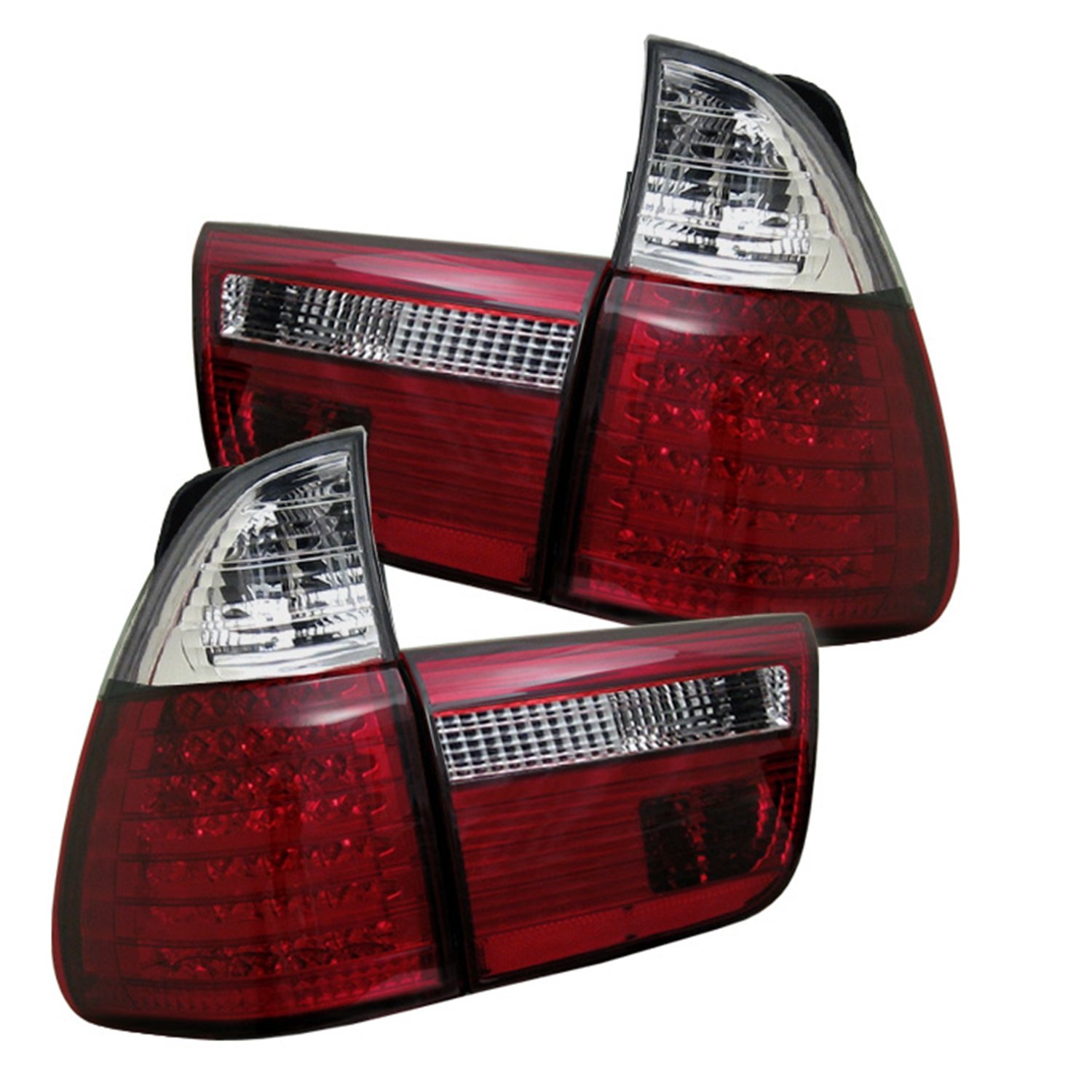 Spyder BMW E53 X5 2000-2006 4-Piece LED Tail Lights - Red Clear Lens for Enhanced Visibility & Style | Perfect for Night Driving & Car Customization
