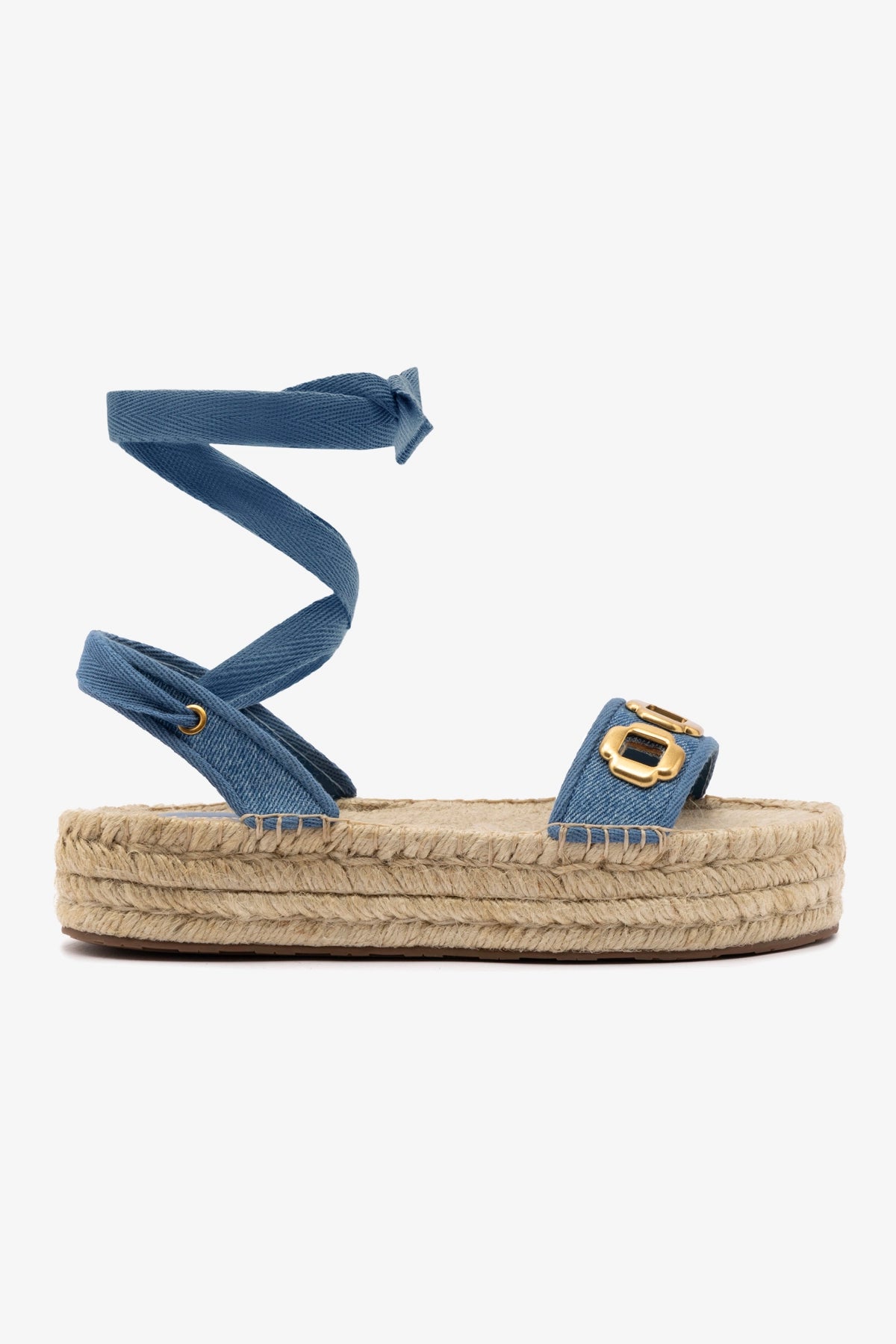 Blue Stonewashed Denim Milan Espadrille Flatform Sandals - Comfortable Summer Shoes for Beach, Casual Outings & Boho Style