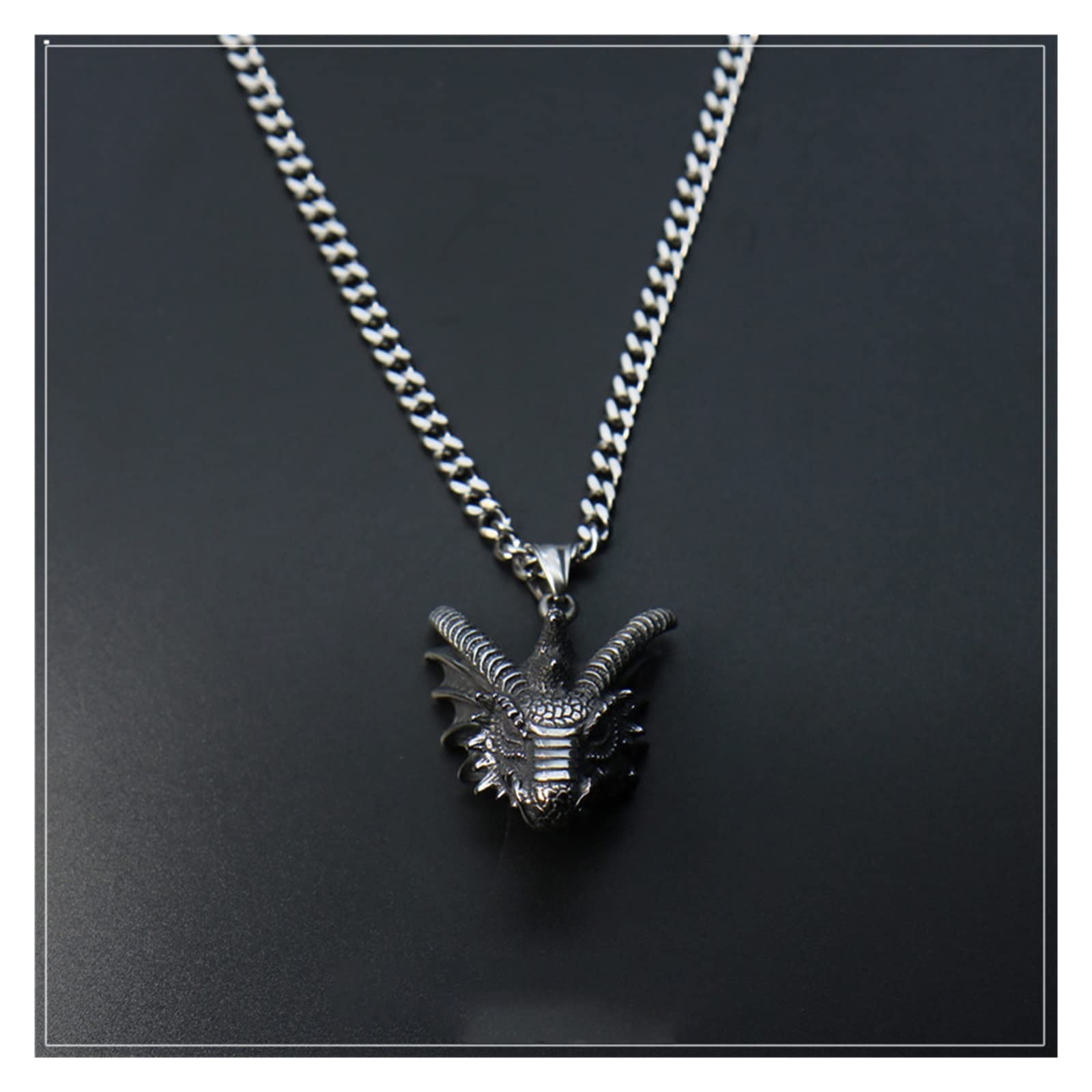 POIU 316L Stainless Steel Triceratops Dinosaur Pendant Necklace for Men & Women - Retro Animal Jewelry with Adjustable Chain - Perfect for Gifts, Cosplay & Everyday Wear (Metal Color: Single Pendant)