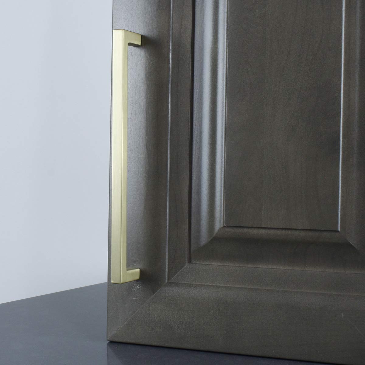 10 Pack Brushed Brass Square Cabinet Pulls - 7 9/16