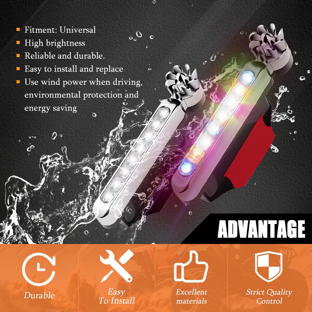 Deemars 2 Pack LED Wind Powered Car Lights - Waterproof Auto Daytime Running Lights with No External Power Needed | Perfect for Trucks, SUVs & General Vehicles (Daytime Visibility & Safety)