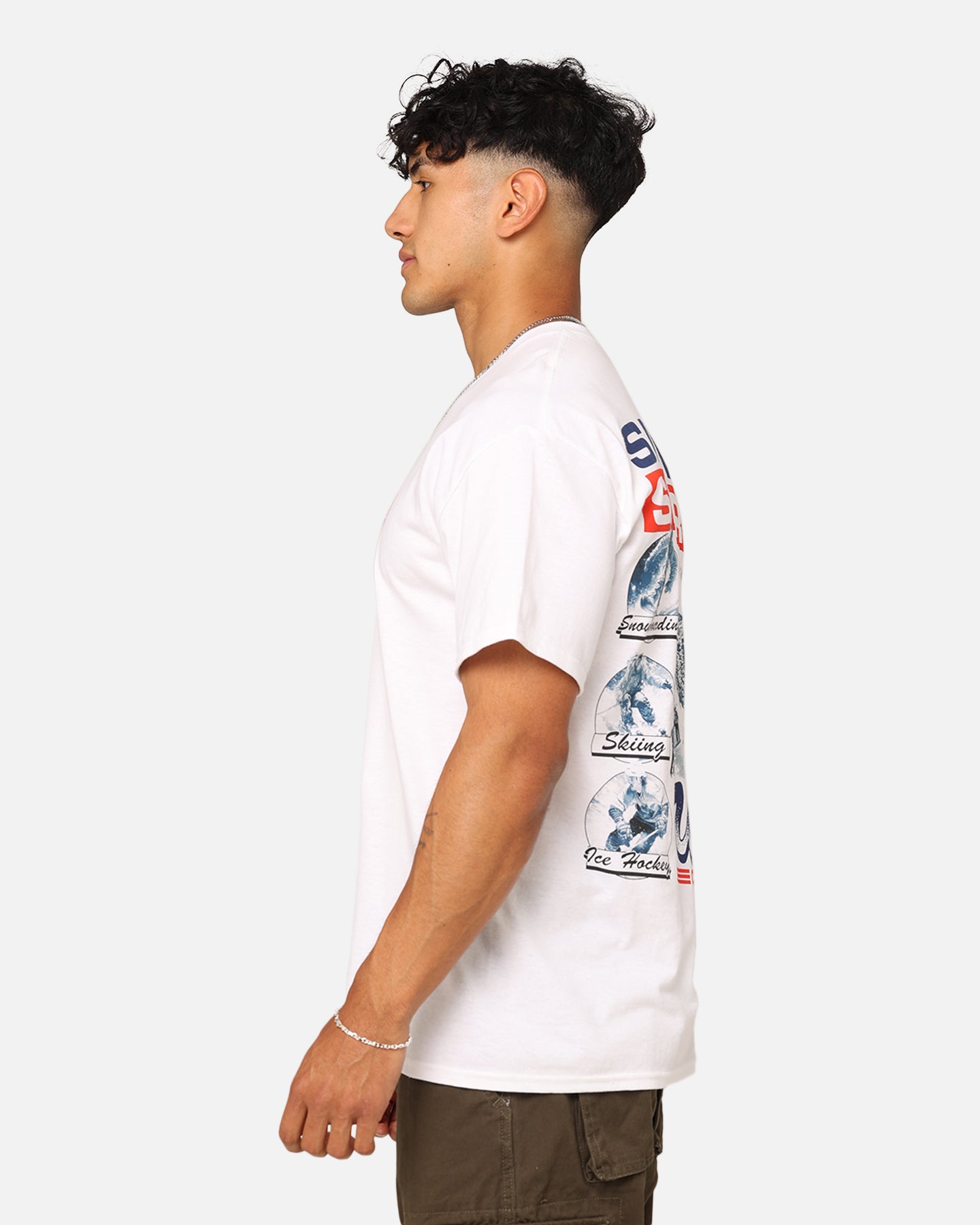 American Thrift Snow Sport T-Shirt - White - Comfortable & Stylish Winter Tee for Skiing, Snowboarding & Outdoor Activities