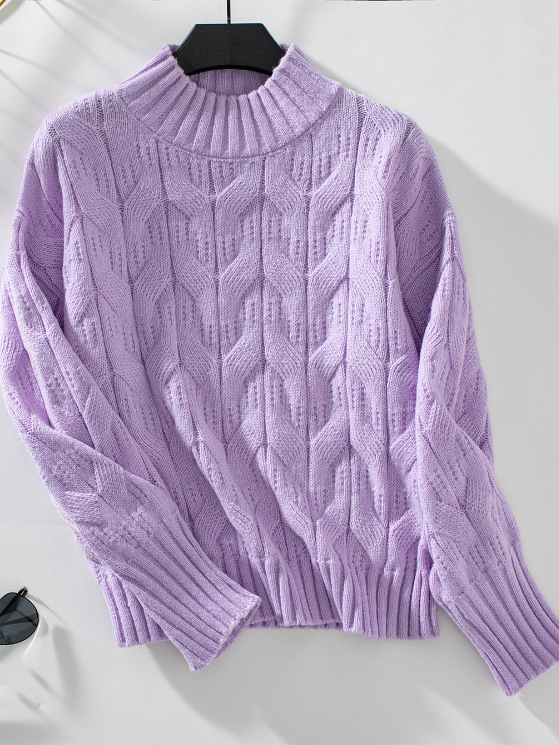 Cozy Cable Knit Mock Neck Long Sleeve Sweater for Women - Winter Warm Pullover - Perfect for Office, Date Night & Holiday Outfits