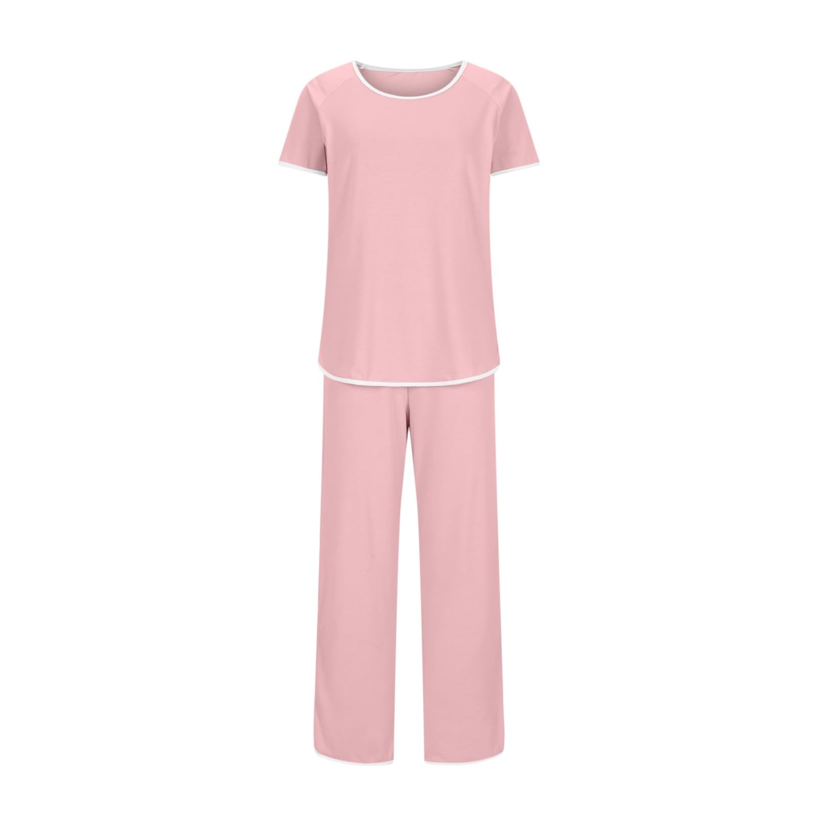Women's 2-Piece Summer Lounge Set - Soft Short Sleeve Top & Loose Pants Sleepwear Outfit for Casual Wear, Home Relaxation & Vacation Comfort