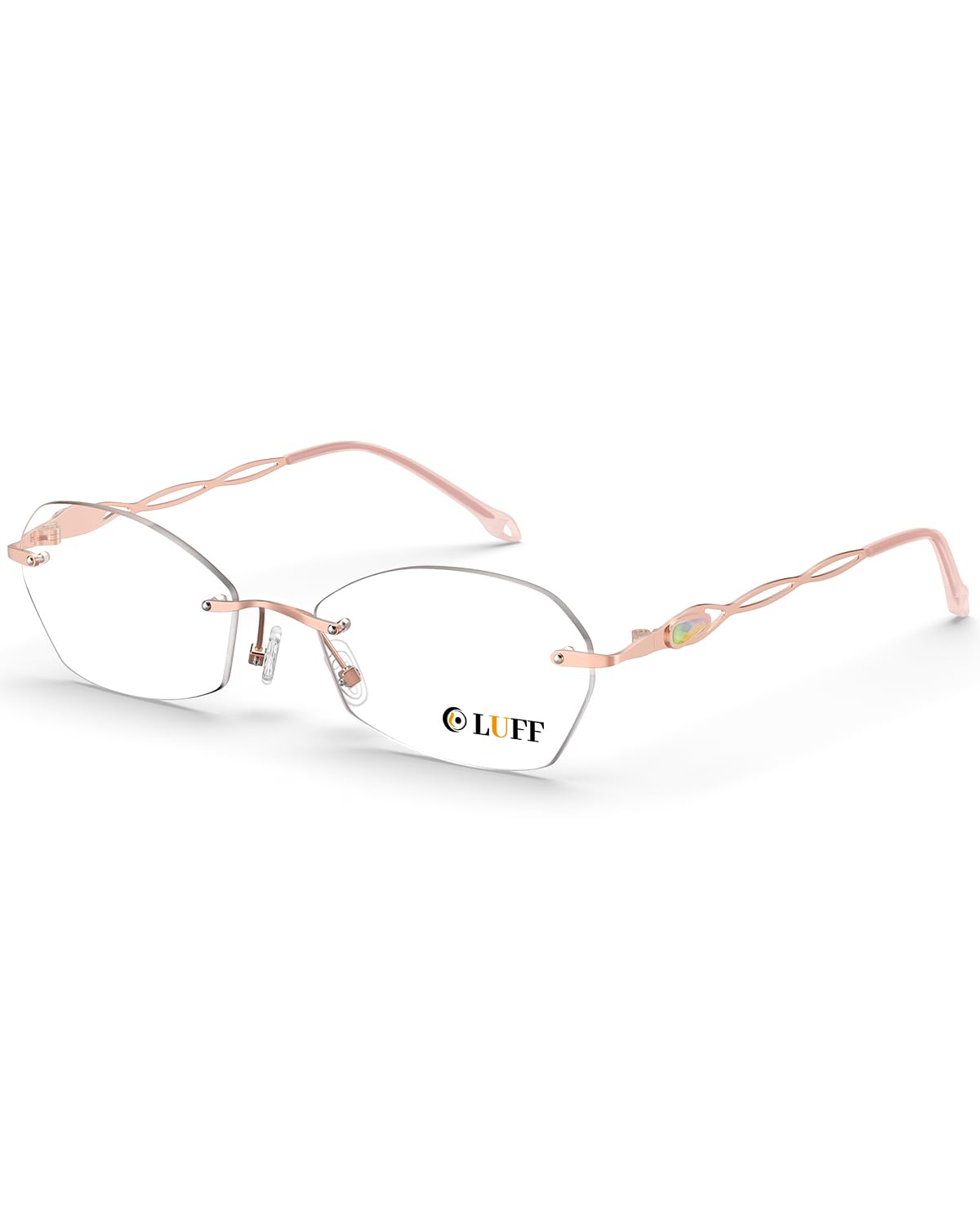 Blue Light Blocking Rimless Reading Glasses for Women - Lightweight Metal Computer Glasses Anti Eyestrain - Perfect for Office Work, Screen Time & Reading Books