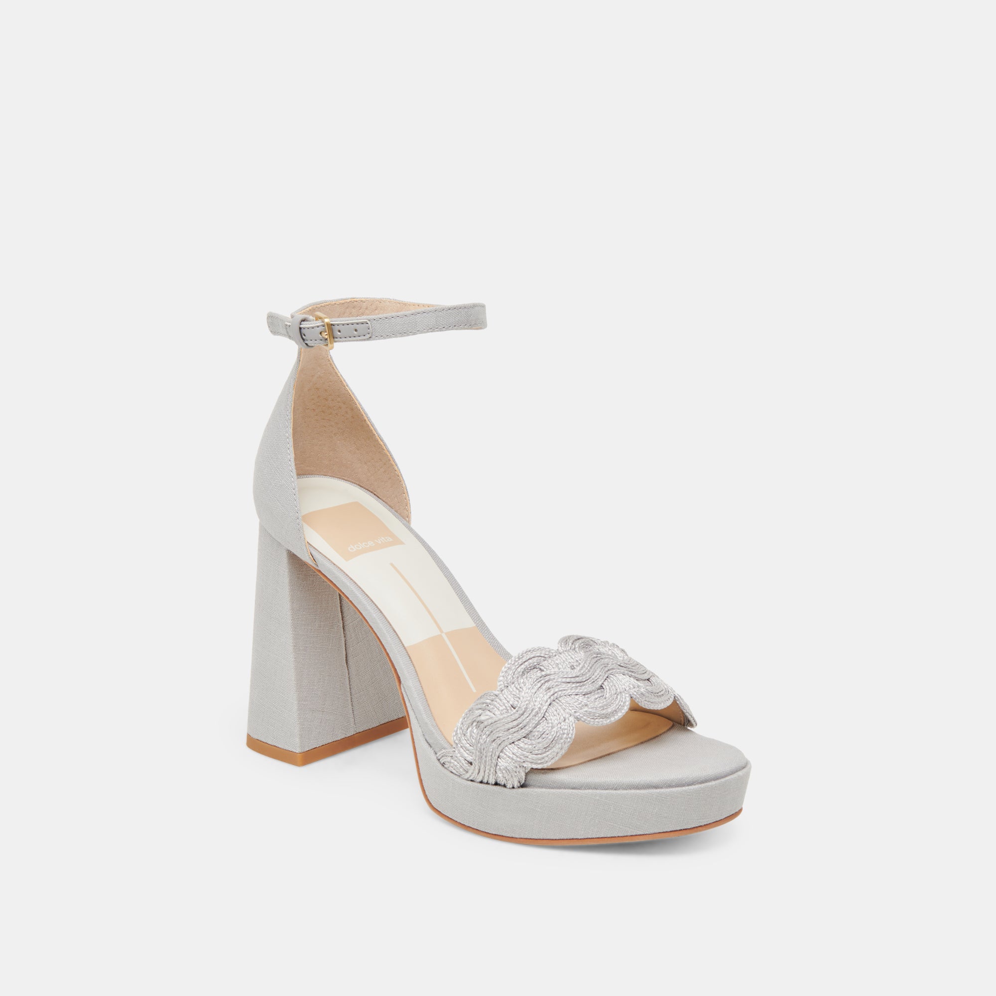 PELTIN Women's Grey Woven Raffia Heels - Comfortable Summer Sandals for Beach, Wedding & Vacation | Stylish Casual Shoes for Women