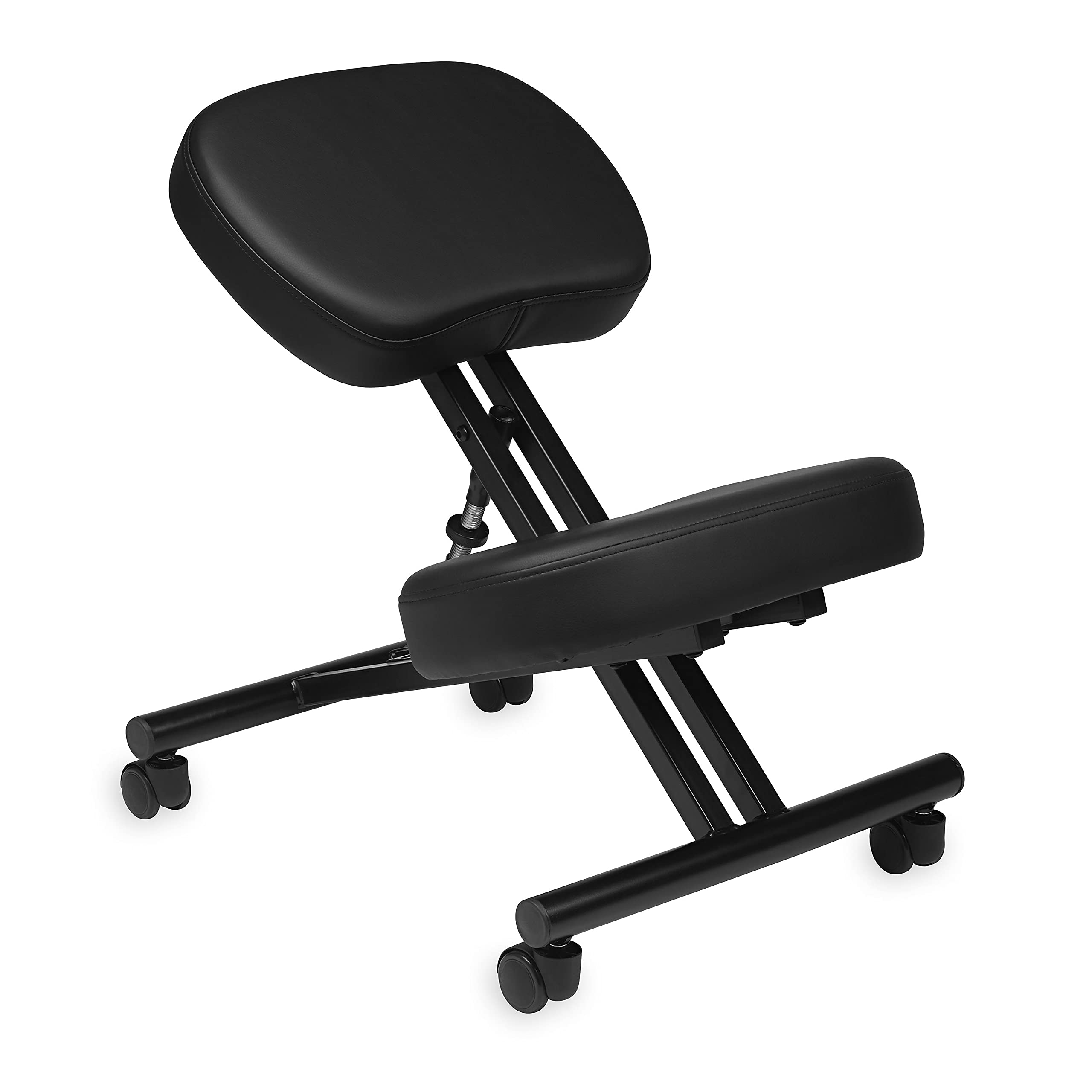 Gaiam Ergonomic Kneeling Chair - Adjustable Office Chair with Padded Seat Cushion for Back Pain Relief - Posture Corrector & Core Support Chair for Home Office - Locking Casters for Stability - Perfect for Meditation, Yoga & Desk Work