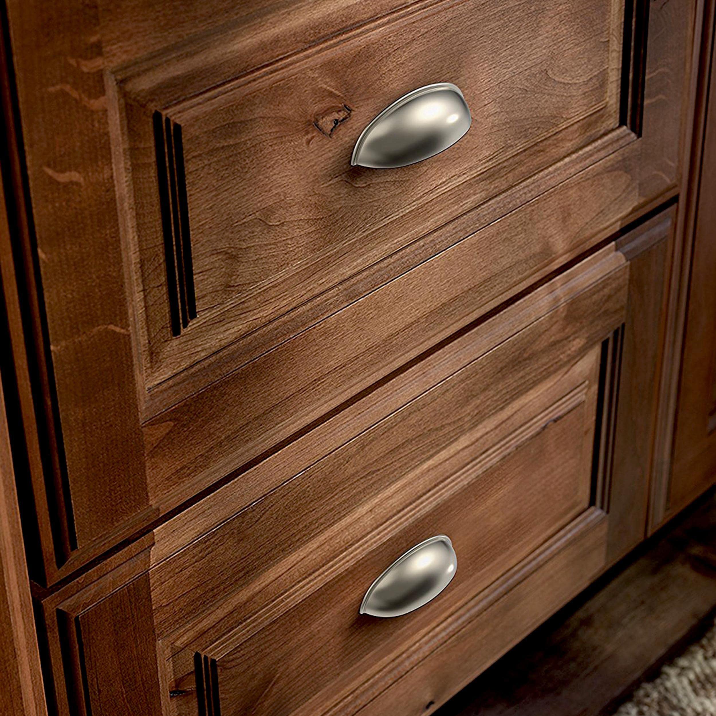 Franklin Brass Contemporary Cup Cabinet Handles 25-Pack - 3 Inch Hole Center Satin Nickel Kitchen Drawer Pulls for Dresser & Furniture Hardware P34702-SN-B - Perfect for Modern Kitchens, Bathrooms & Office Cabinets