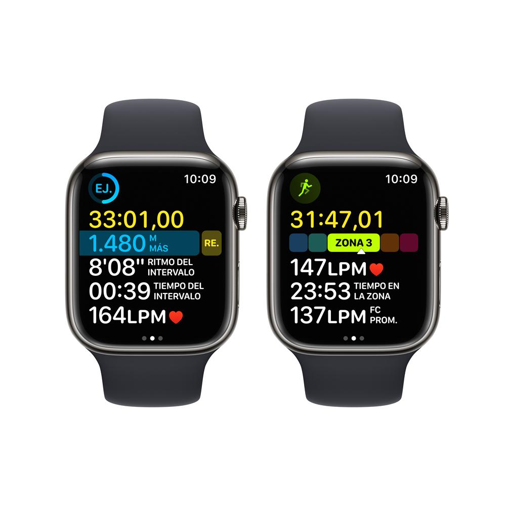 Apple Watch Series 8 (GPS + Cellular) 45mm Graphite Stainless Steel Case with Midnight Sport Band - Perfect for Fitness Tracking, Calls & Smart Notifications