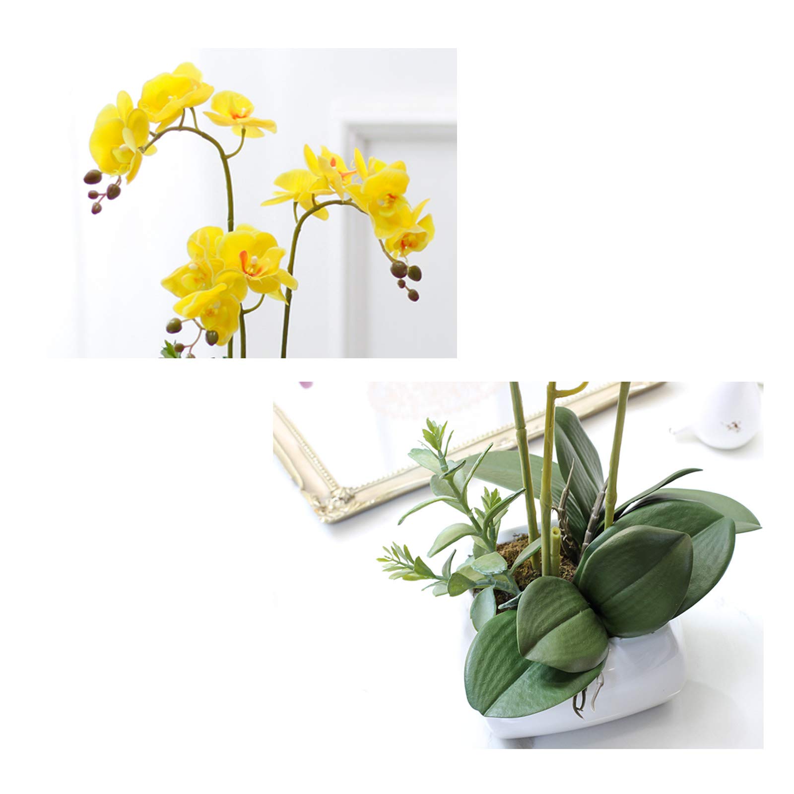 Realistic PU Phalaenopsis Orchid Artificial Plant - Elegant Silk Flower Bonsai for Home & Office Decor | Perfect for Living Room, Dining Table, Wedding Centerpiece & Gift