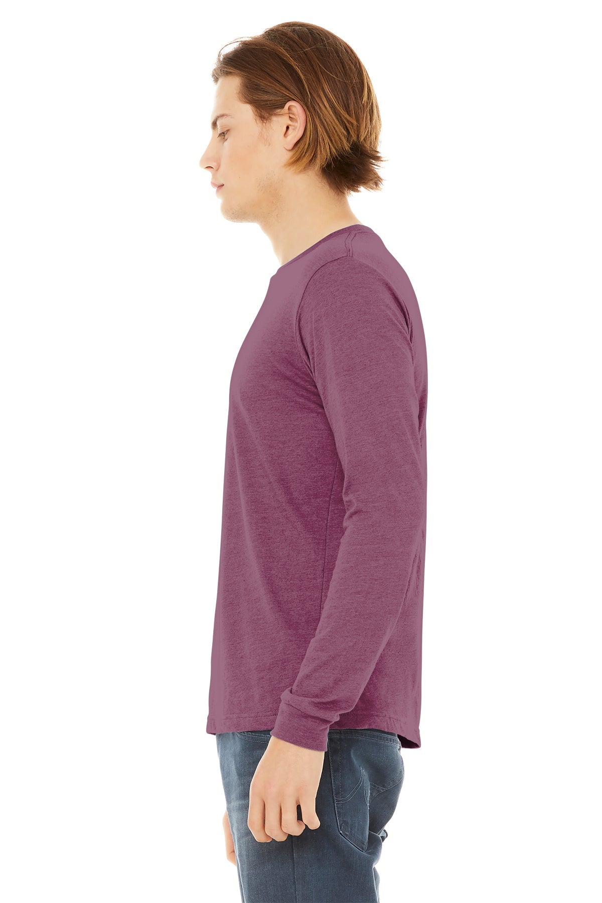 Bella Canvas Unisex Triblend Long Sleeve T-Shirt - Soft Comfortable Crewneck Tee for Men & Women - Maroon - Perfect for Casual Wear, Layering & Everyday Outfits