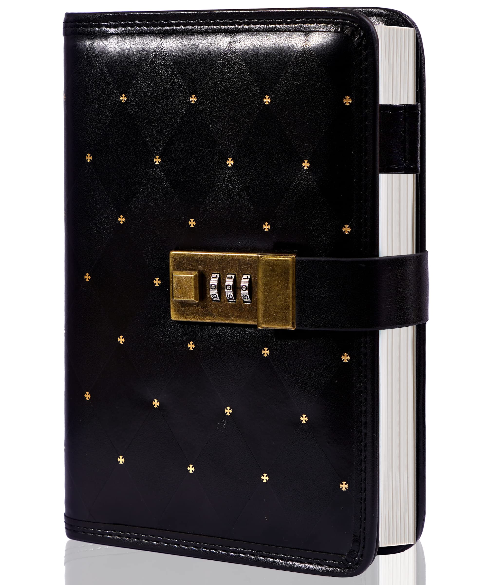 Refillable Locking Diary with Combination Lock - B6 Size (5.5x7.8 inches) Leather Secret Journal for Men & Women - Includes Pen Holder - Perfect for Personal Thoughts, Travel Journaling & Gift Giving