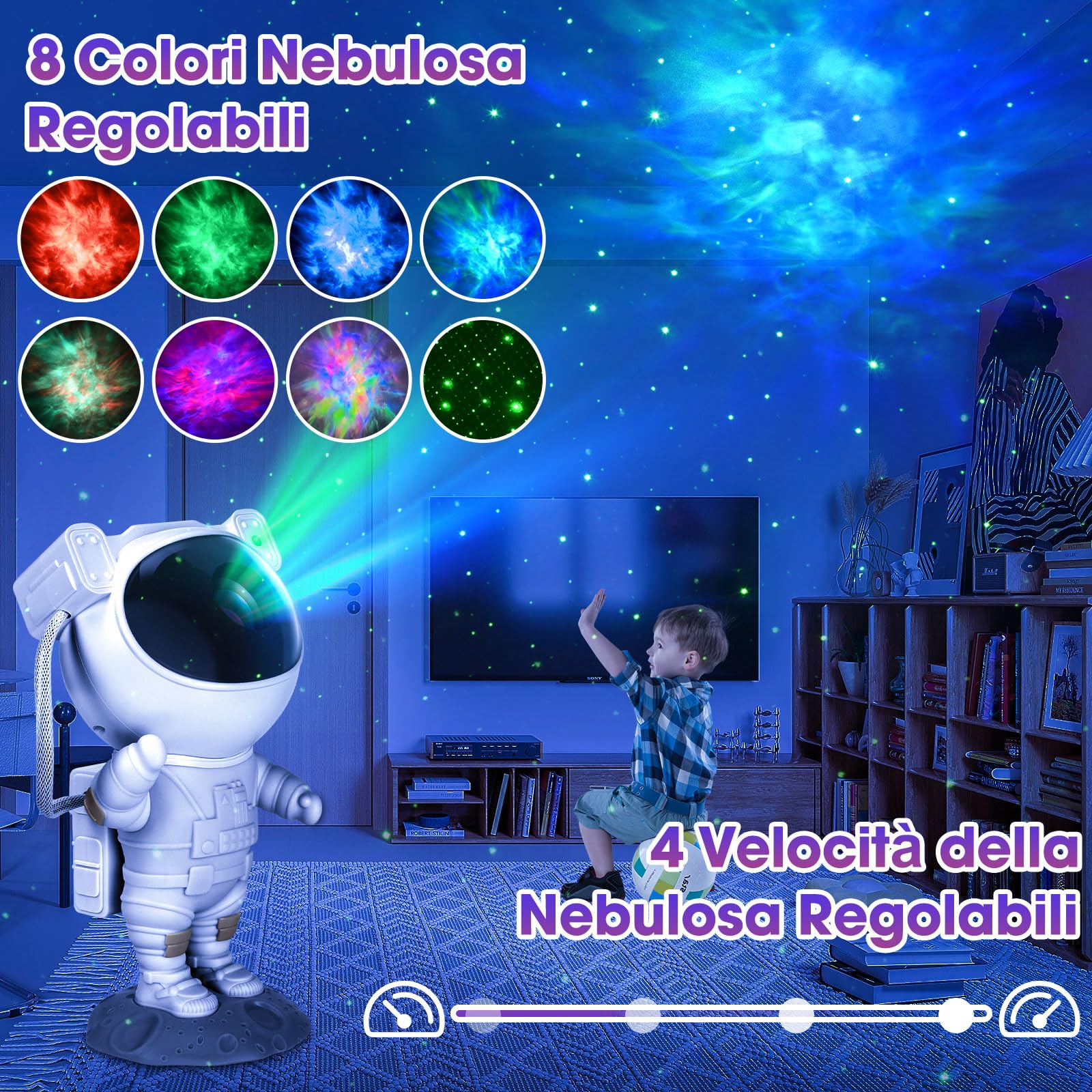 YIKANWEN Astronaut Star Projector - LED Galaxy & Nebula Ceiling Projector with Remote Control & Timer, Starry Sky Night Light for Room Decor - Perfect Gift for Kids & Adults (Bedroom, Nursery, Party, Relaxation)