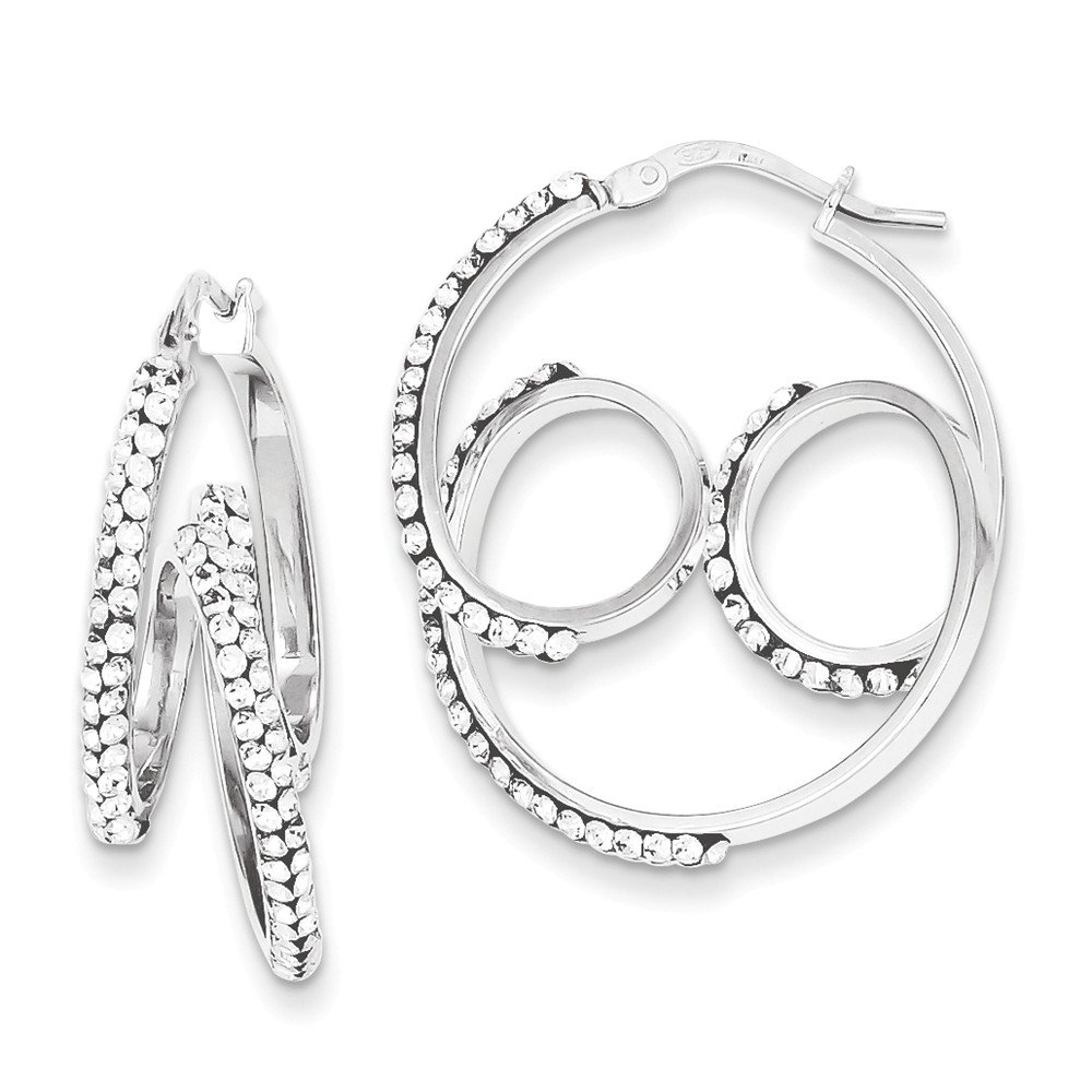 Sterling Silver Stellux Crystal Twisted Hoop Earrings for Women - Elegant Dangle Drop Earrings for Party, Wedding & Everyday Wear