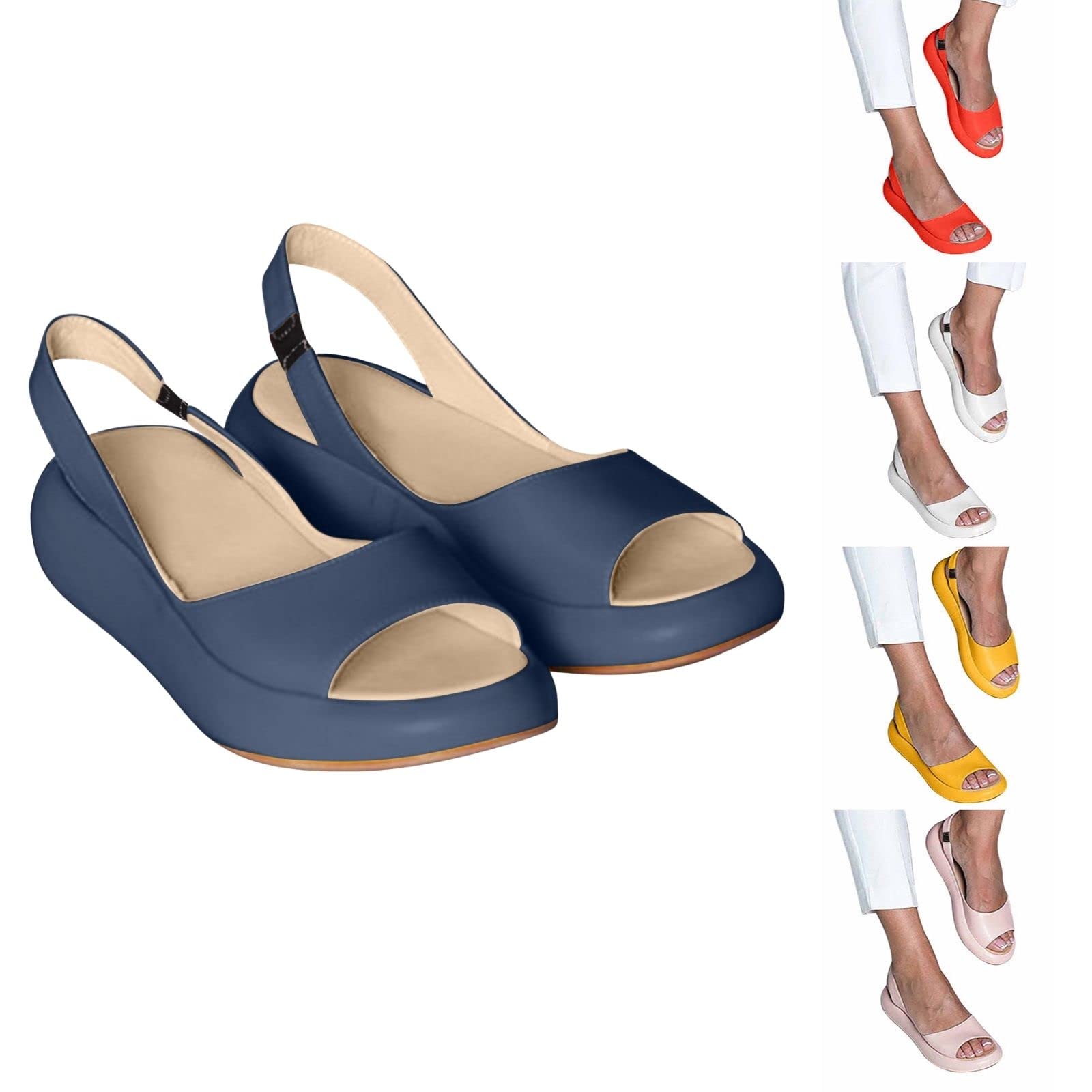 Stylish Women's Strappy Open-Toe Platform Sandals - Comfortable Summer Dressy Shoes for Beach, Vacation & Casual Outings