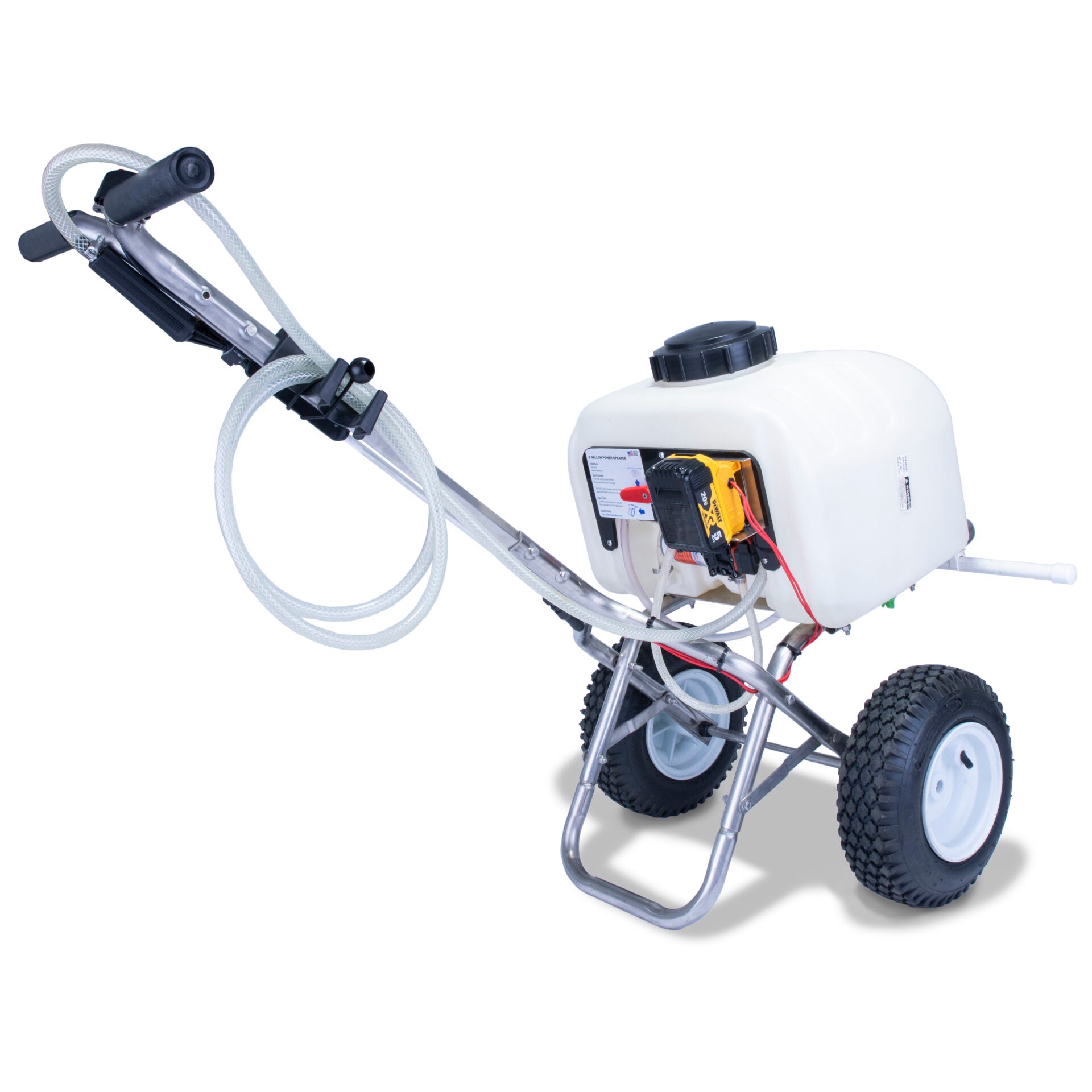 Earthway 90308 8 Gallon Stainless Steel Battery Operated 12V Push Sprayer with Hose - Ideal for Lawn Care, Garden Spraying & Pest Control