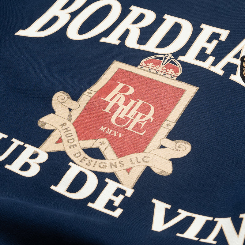 Rhude Bordeaux Crewneck Sweatshirt - Navy Blue Men's Casual Pullover | Perfect for Streetwear, Lounge & Everyday Outfits