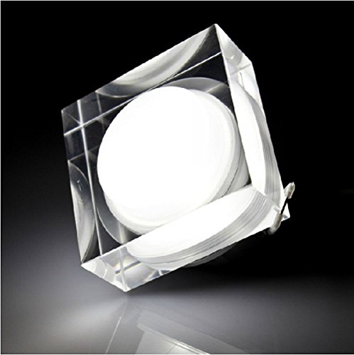 3W Square Dimmable LED Recessed Ceiling Light - Acrylic Panel, Energy Saving Downlight for Kitchen, Bathroom & Living Room Lighting