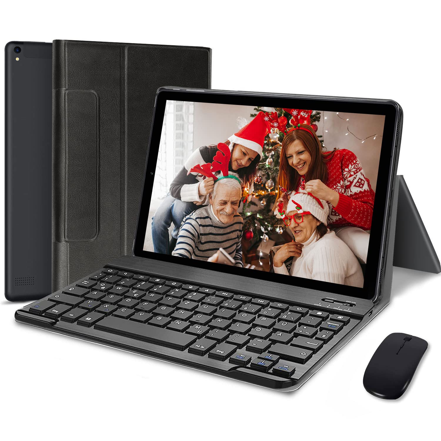 AOYODKG 2-in-1 Android Tablet with Keyboard - 10 Inch Full HD Touchscreen, Octa Core Processor, 4GB RAM, 64GB Storage, Android 10.0, Bluetooth, Wi-Fi, GPS - Black | Perfect for Work, Study & Entertainment